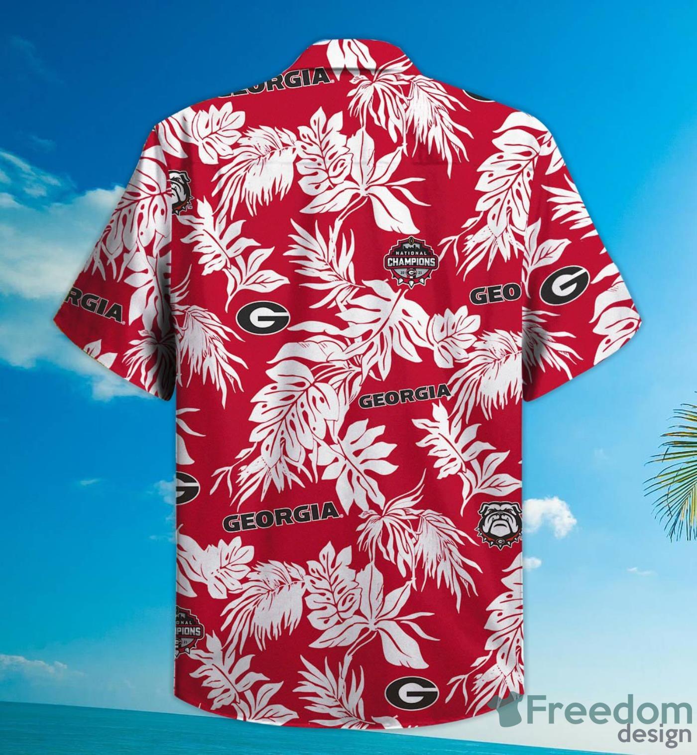 Georgia Bulldogs UGA Hawaiian Shirt Hibiscus For Football Fans