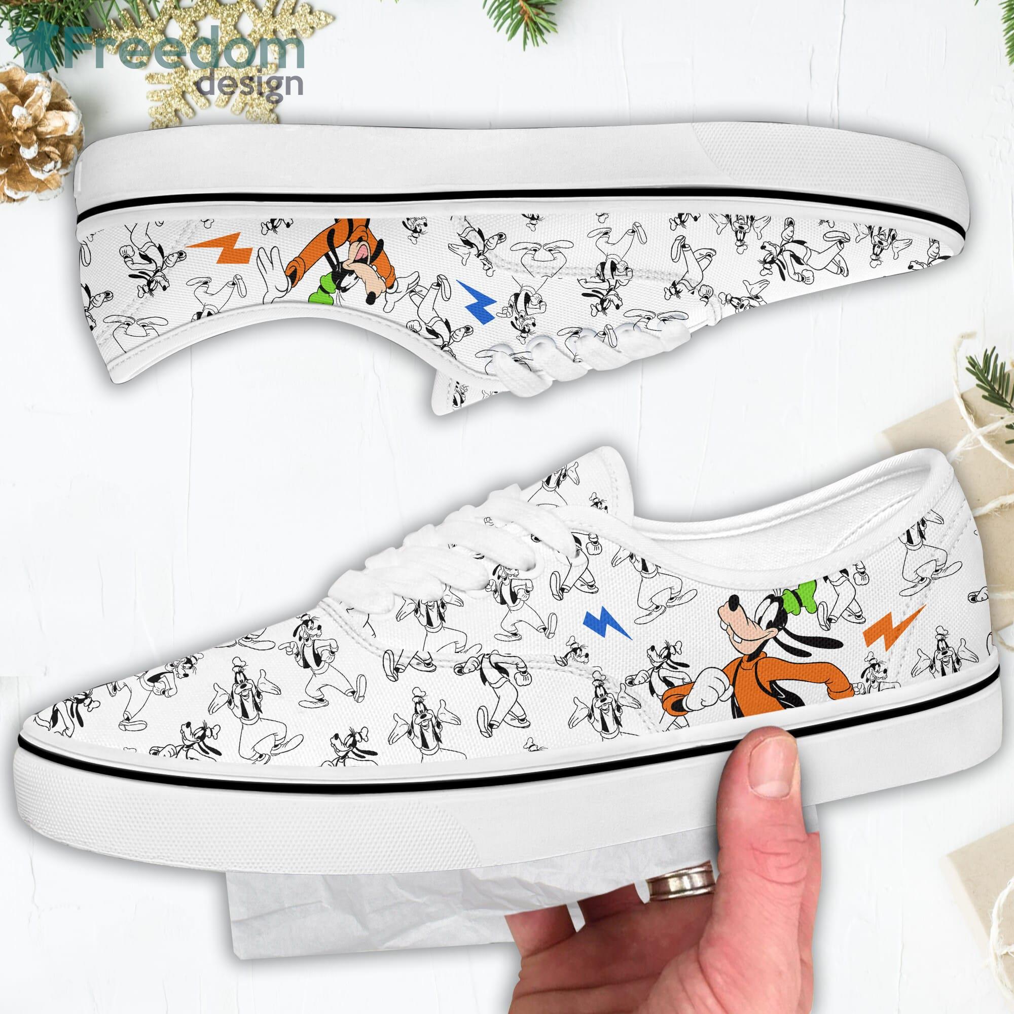 Goofy White Patterns Cartoon Cute Low Top Slip On Lace Up Canvas Vans Shoes - Freedomdesign