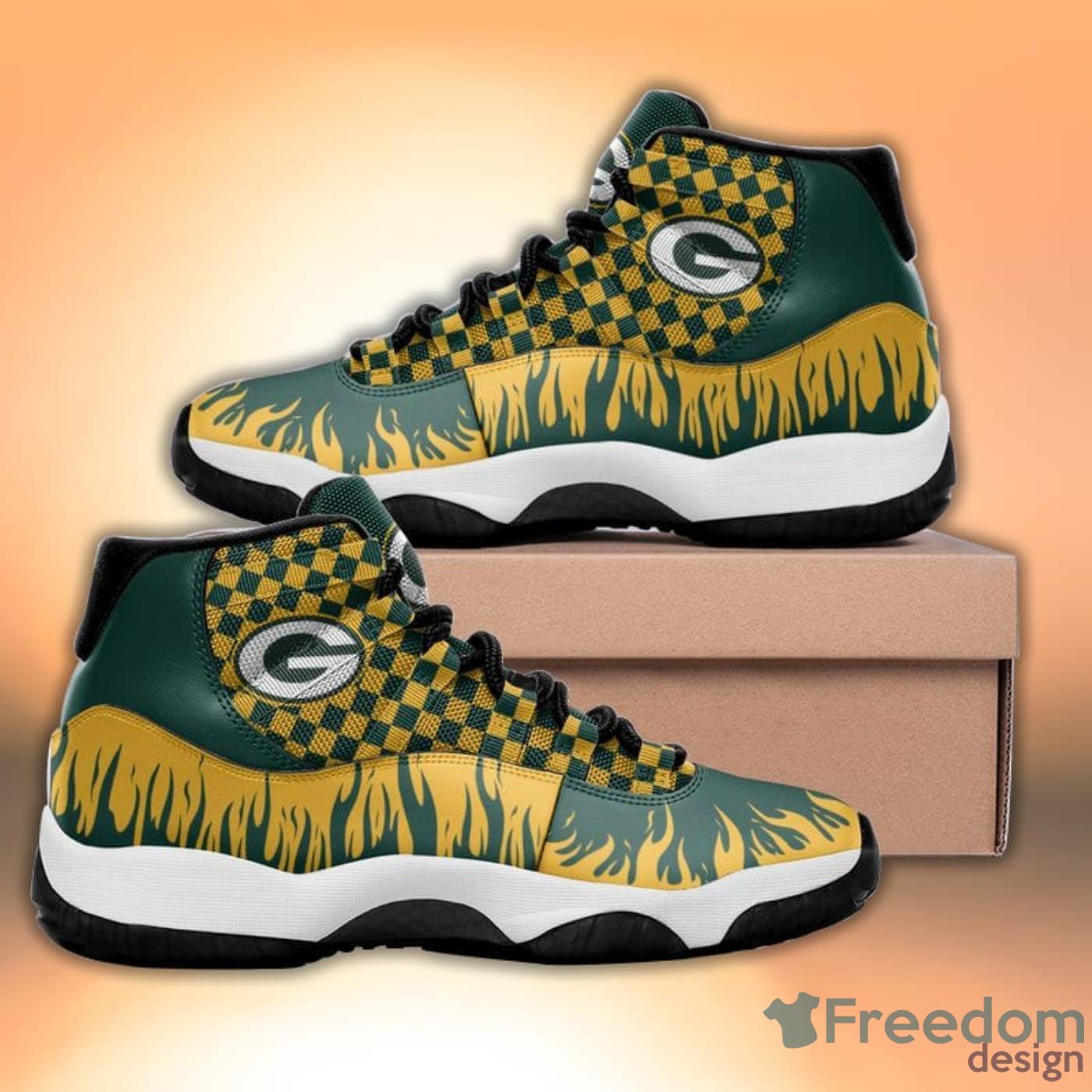 Green Bay Packers Yellow Air Jordan 13 Sneakers Shoes