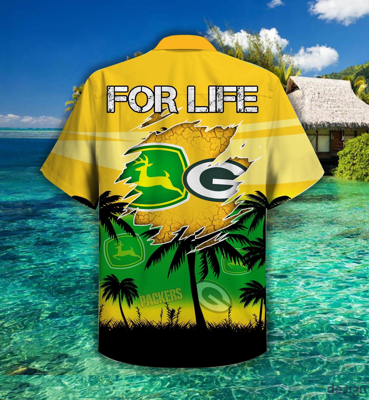 Green Bay Packers Logo All Over Print 3D Short Sleeve Dress Shirt Hawaiian  Summer Aloha Beach Shirt - Dark Green Yellow - T-shirts Low Price