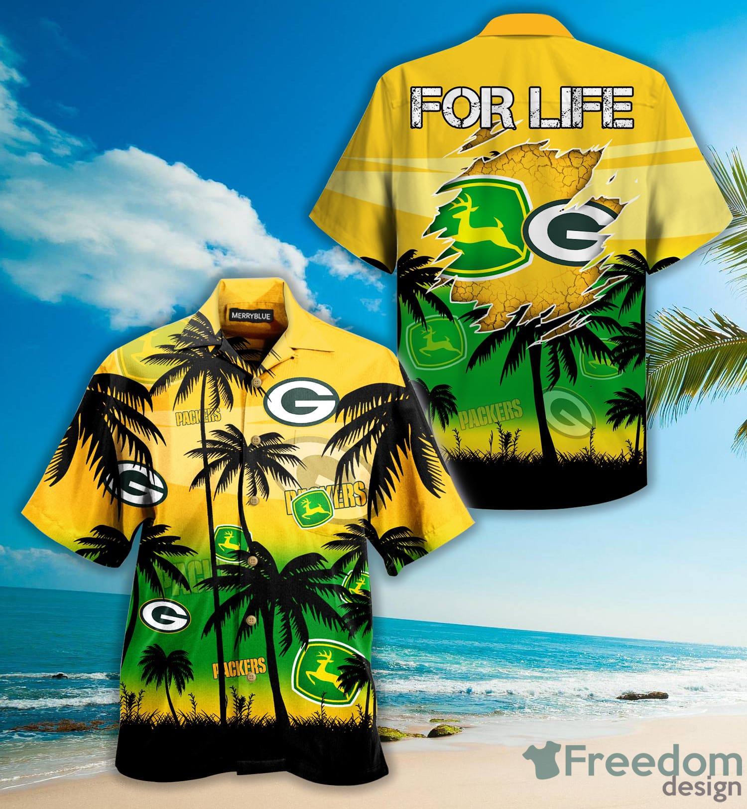 Green Bay Packers Men's Short Sleeve Shirt Hawaiian Shirts Button T  Shirt Top