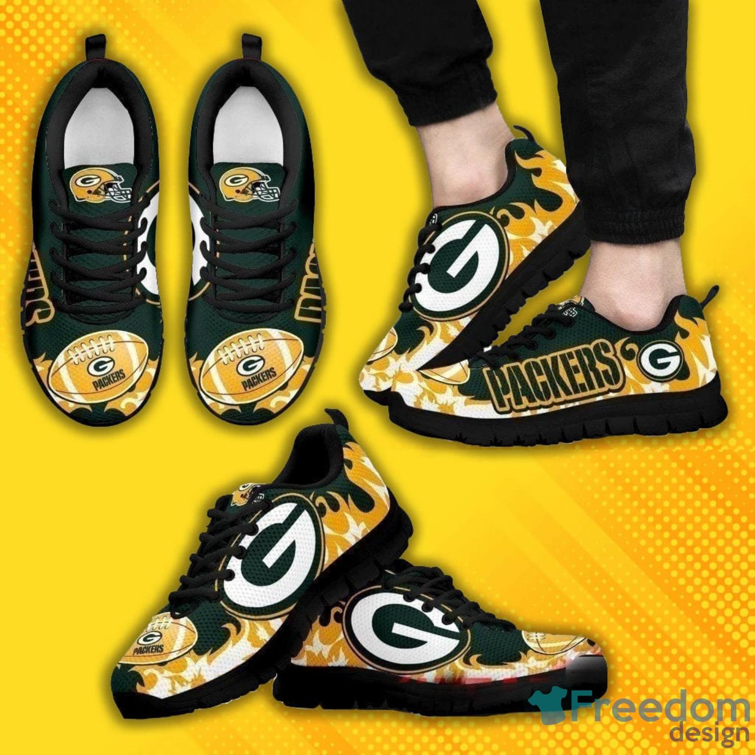 Green Bay Packers Black NFL Shoes Sport Design Yeezy Sneakers For Men And  Women - Freedomdesign