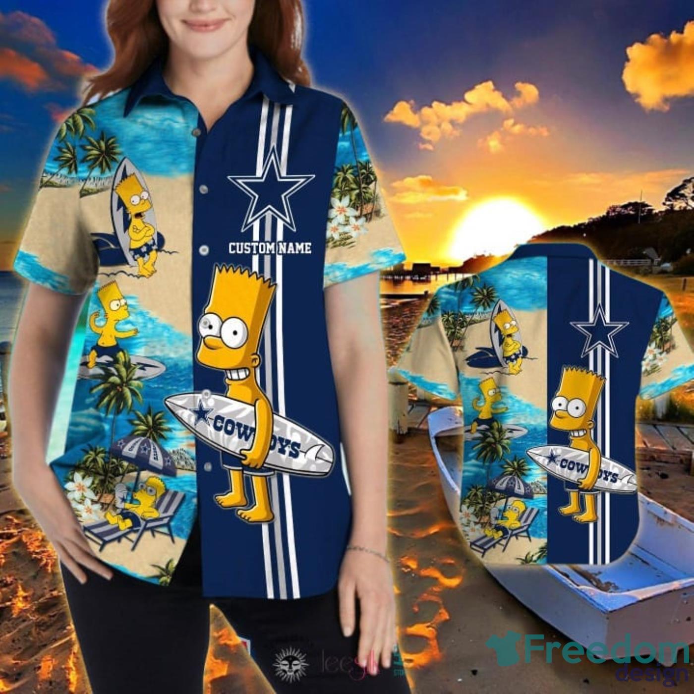 Hot Trend Personalized Dallas Cowboys Bart Simpson Hawaiian And Pants Combo  - Freedomdesign