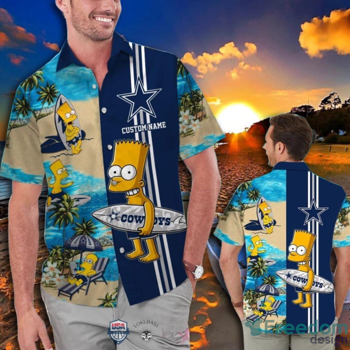 Hot Trend Personalized Dallas Cowboys Bart Simpson Hawaiian And Pants Combo  - Freedomdesign