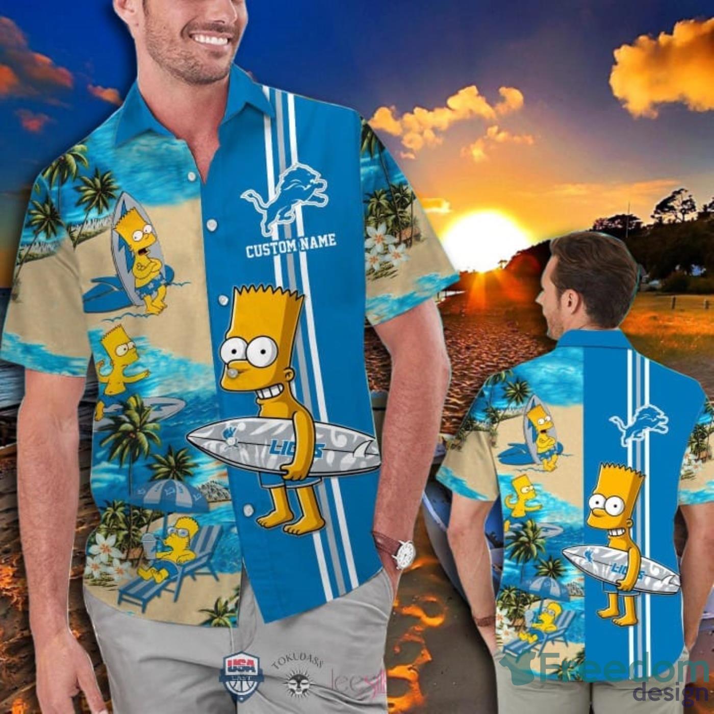 Detroit Lions Football NFL Hawaiian Shirt Bart Simpson, 56% OFF