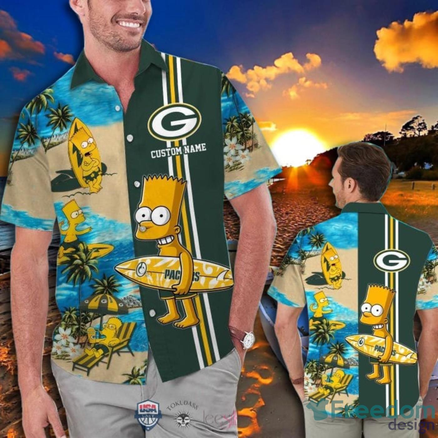 Hot Trend Personalized Green Bay Packers Bart Simpson Hawaiian And Pants  Combo - Freedomdesign