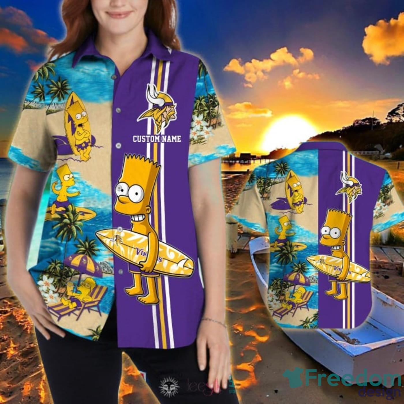 Hot Trend Personalized Minnesota Vikings Bart Simpson Hawaiian And