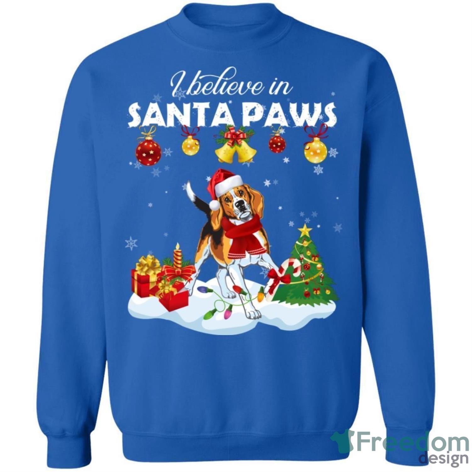 I Believe In Santa Paws American Foxhound Dog Christmas Sweatshirt Lovely Gift For Xmas image I Believe In Santa Paws American Foxhound Dog Christmas Sweatshirt Lovely Gift For Xmas Product Photo 2