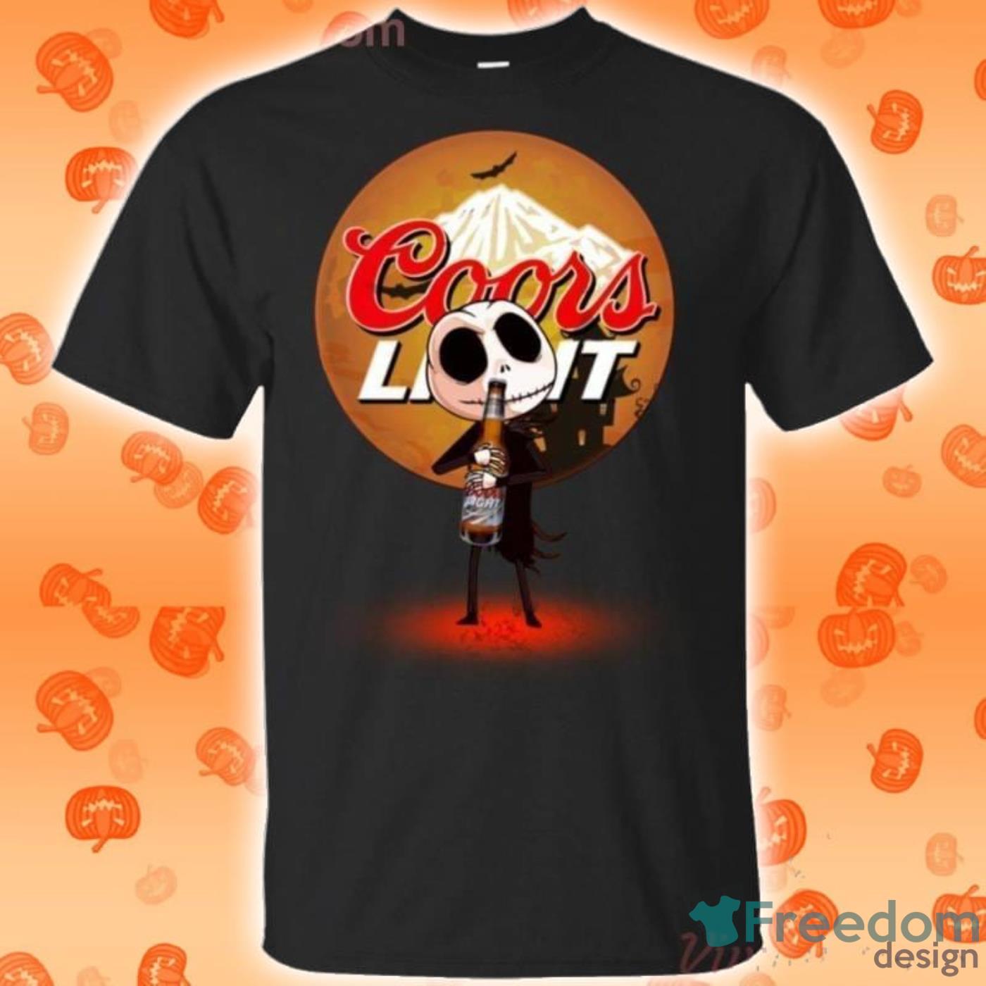 Jack Skellington Hold Coors Light Beer Halloween T-Shirt Product Photo 1 Jack Skellington Hold Coors Light Beer Halloween T-Shirt Product Photo 1