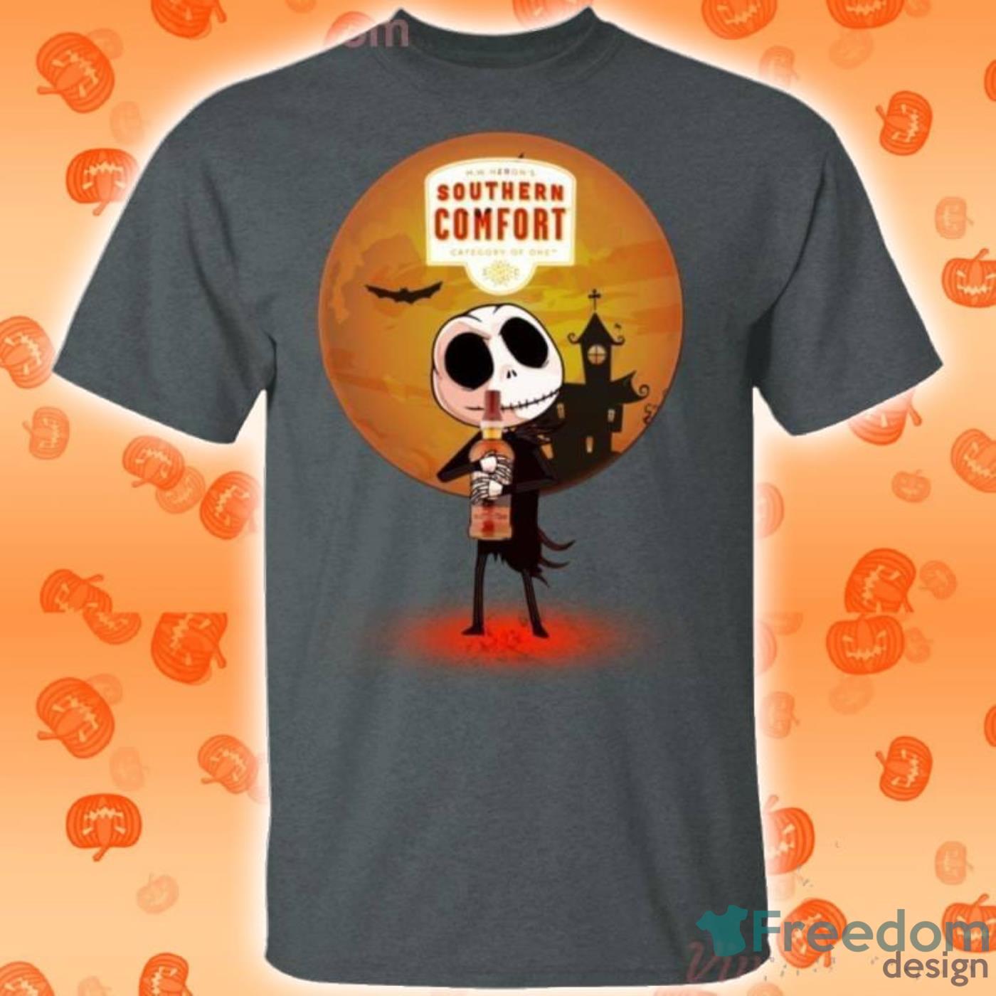 Jack Skellington Holding Southern Comfort American Whisky Halloween T Shirt image Jack Skellington Holding Southern Comfort American Whisky Halloween T-Shirt Product Photo 2