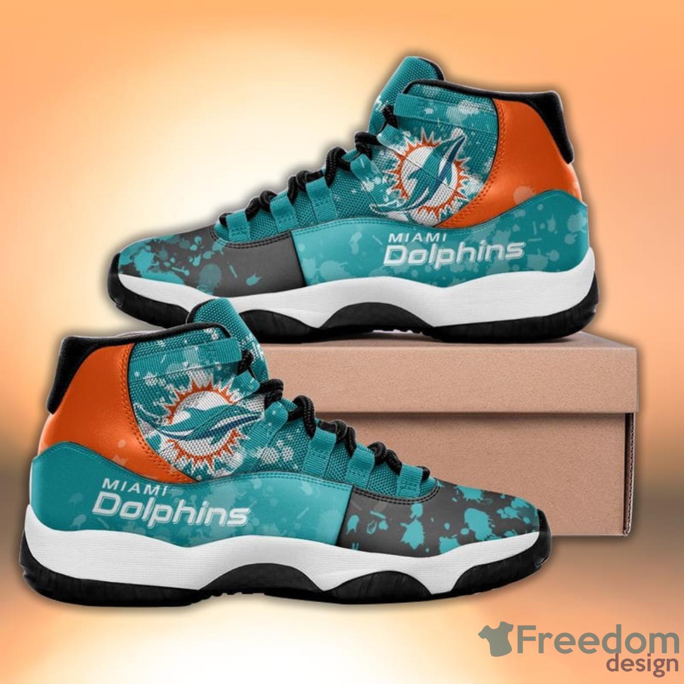 Miami Dolphins Custom Name Air Jordan 11 Sneaker Shoes For Sport Fans -  Banantees