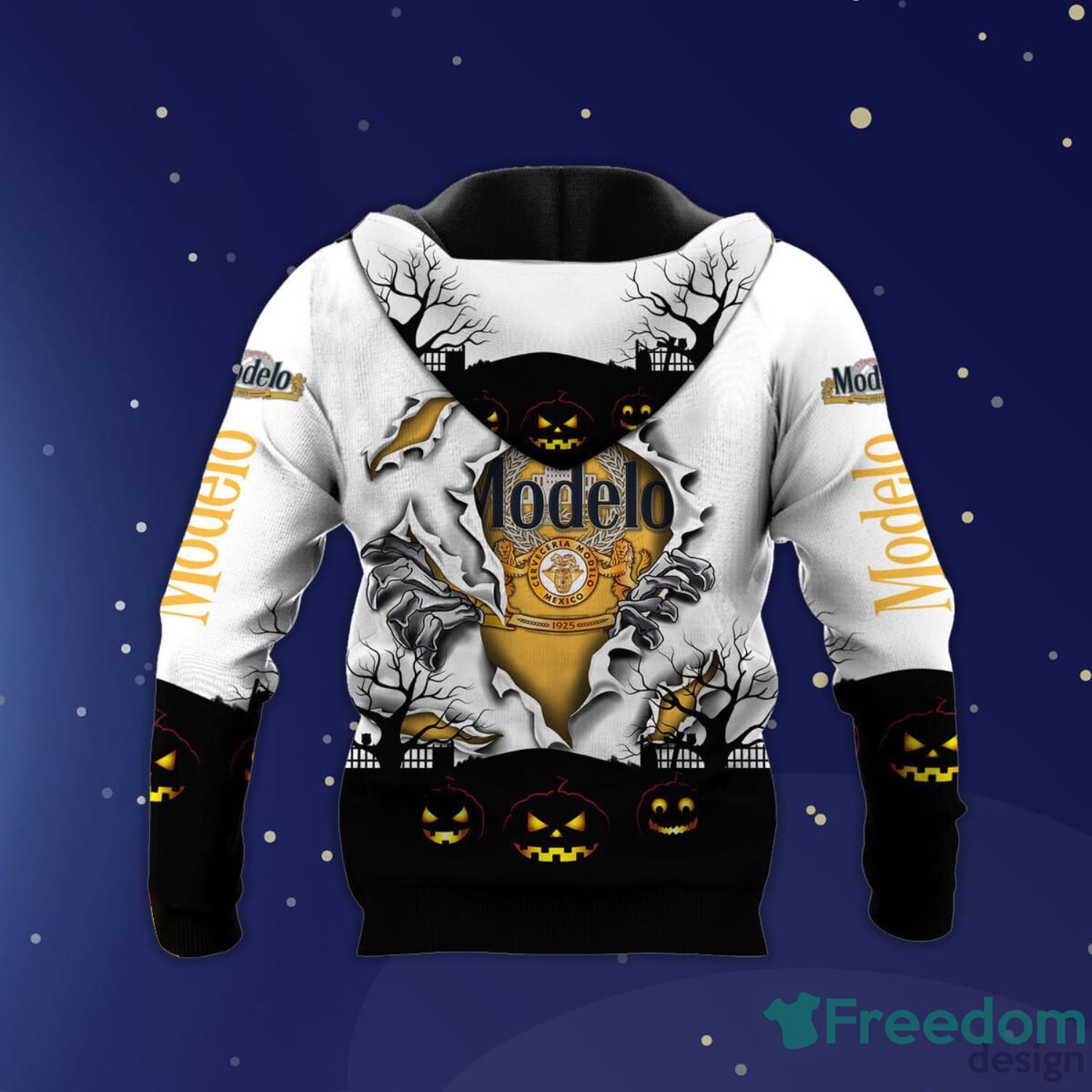 Modelo Beer Scary Night Halloween Gift 3D Hoodie Zip Hoodie