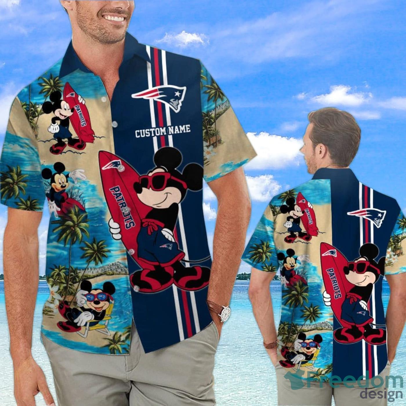 Customized New England Patriots Mickey Suffing Hawaii Shirt - Teexpace