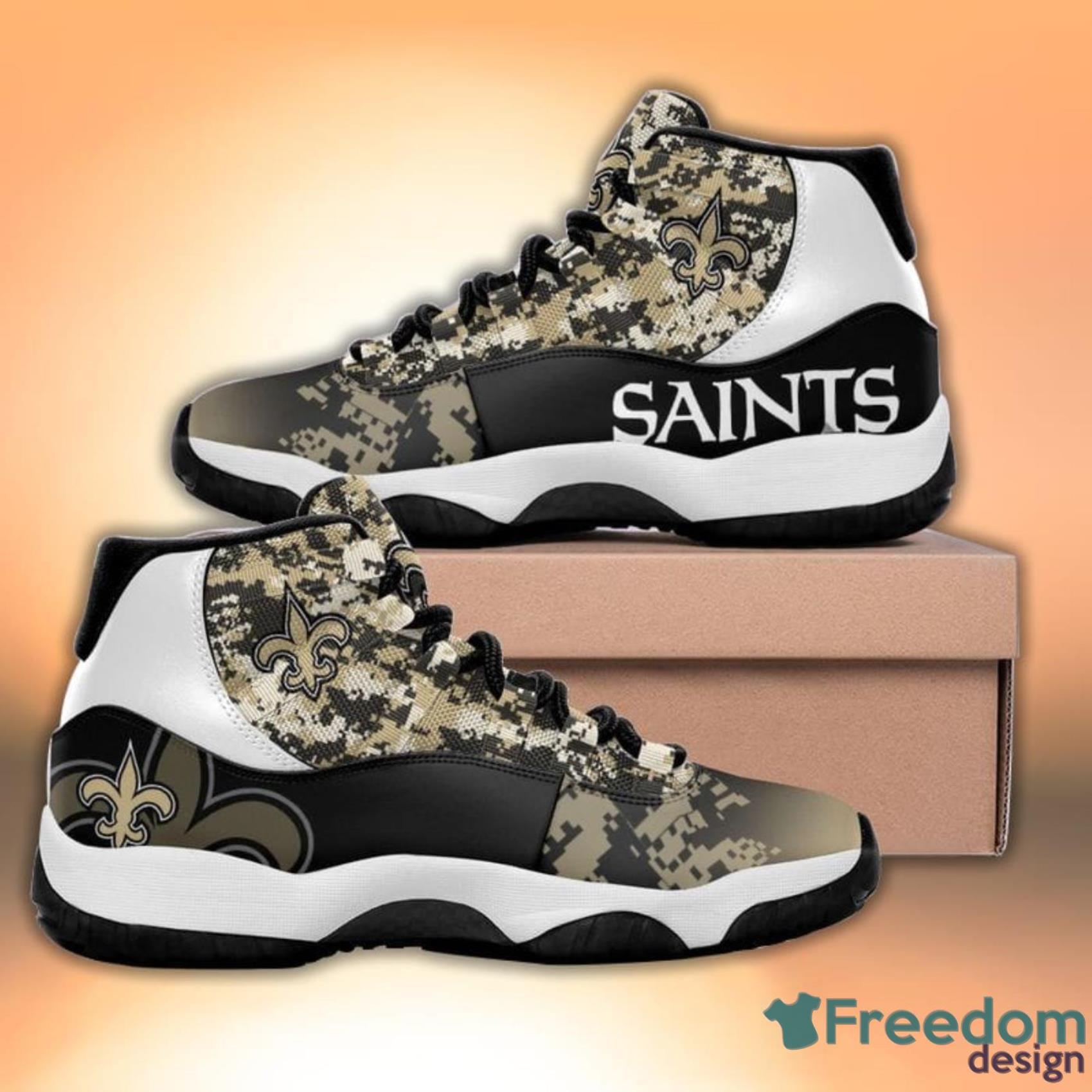 New Orleans Saints Camouflage Custom Air Jordan 4 Sneakers