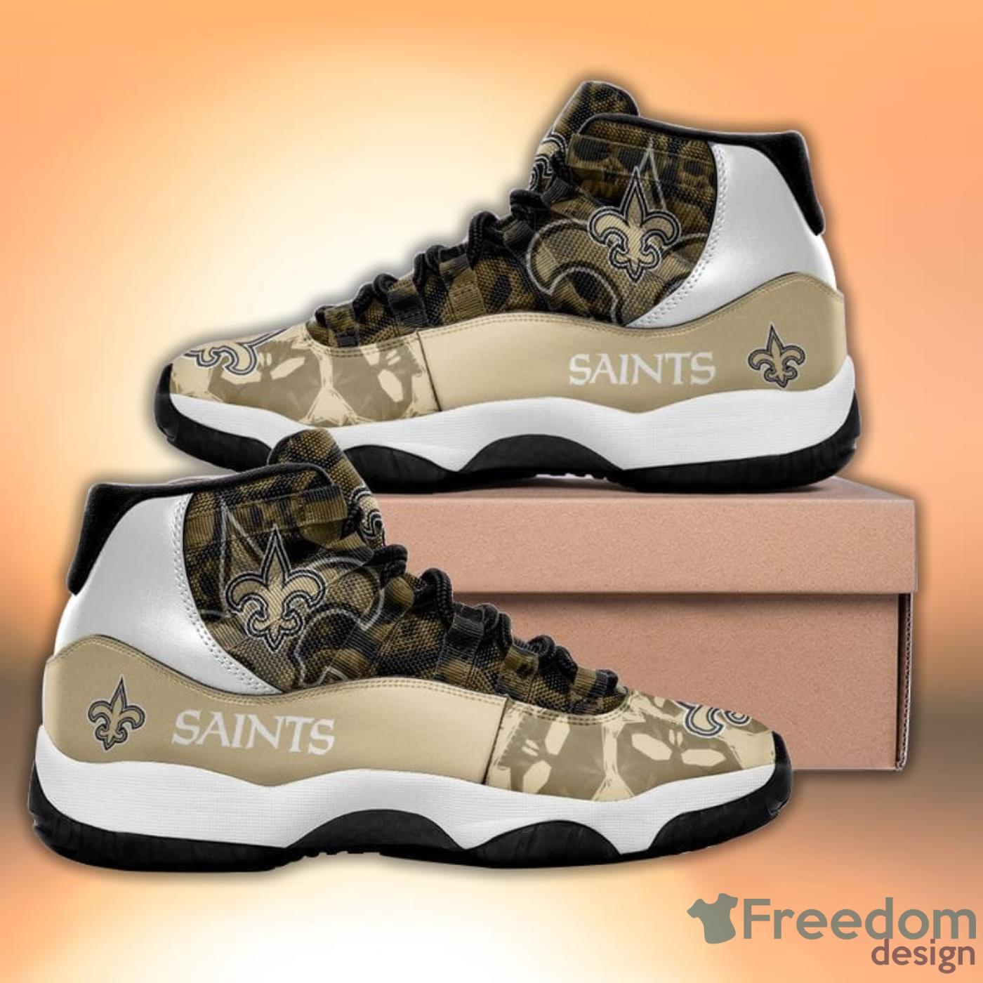 New Orleans Saints Custom Name NFL Air Jordan 11 Shoes For