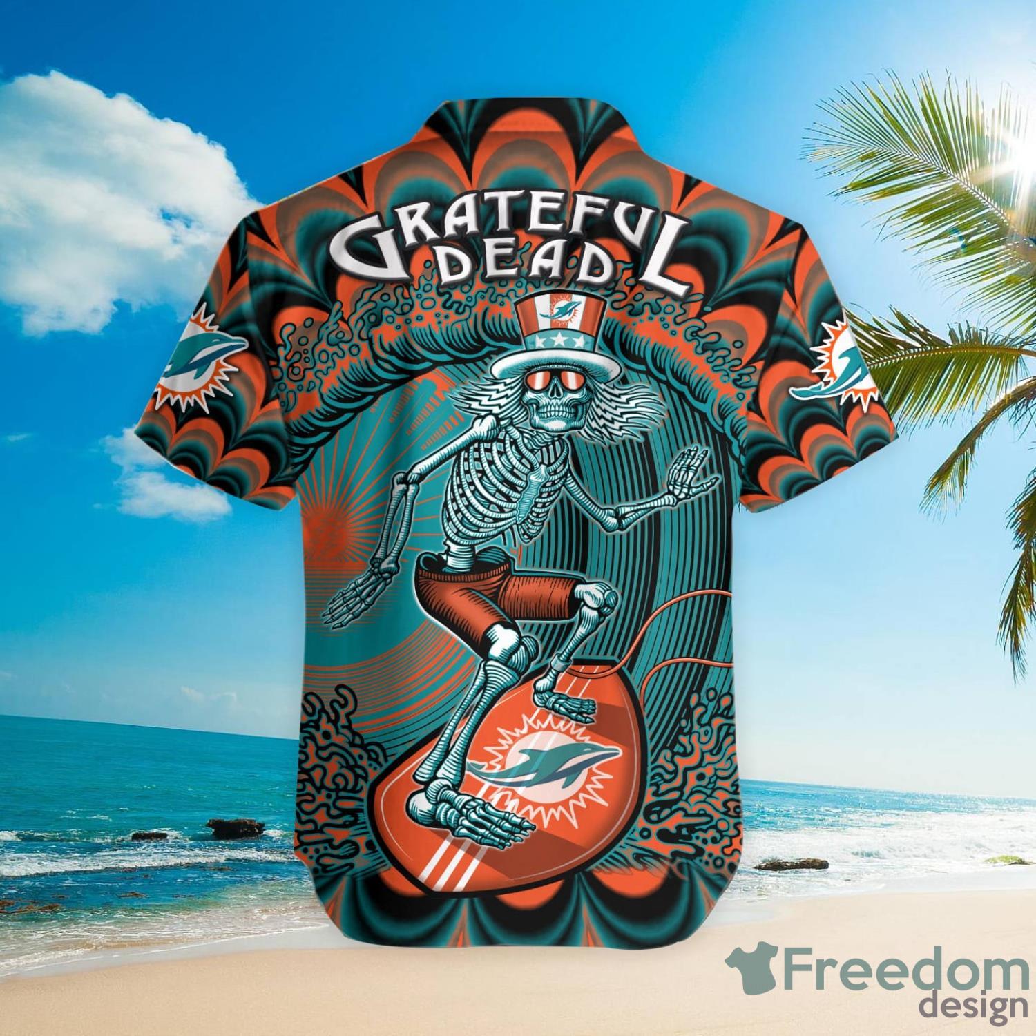 NFL Miami Dolphins Grateful Dead Hawaiian Shirt For Fans - Freedomdesign