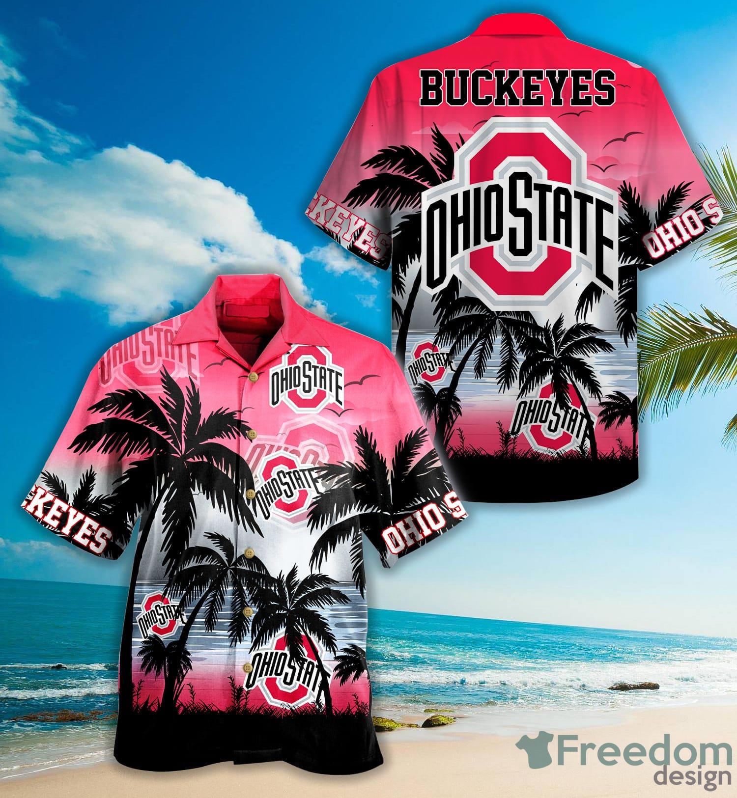 Ohio State Buckeyes Palm Tree Hawaiian Shirt For Fans Product Photo 3 Ohio State Buckeyes Palm Tree Hawaiian Shirt For Fans Product Photo 3