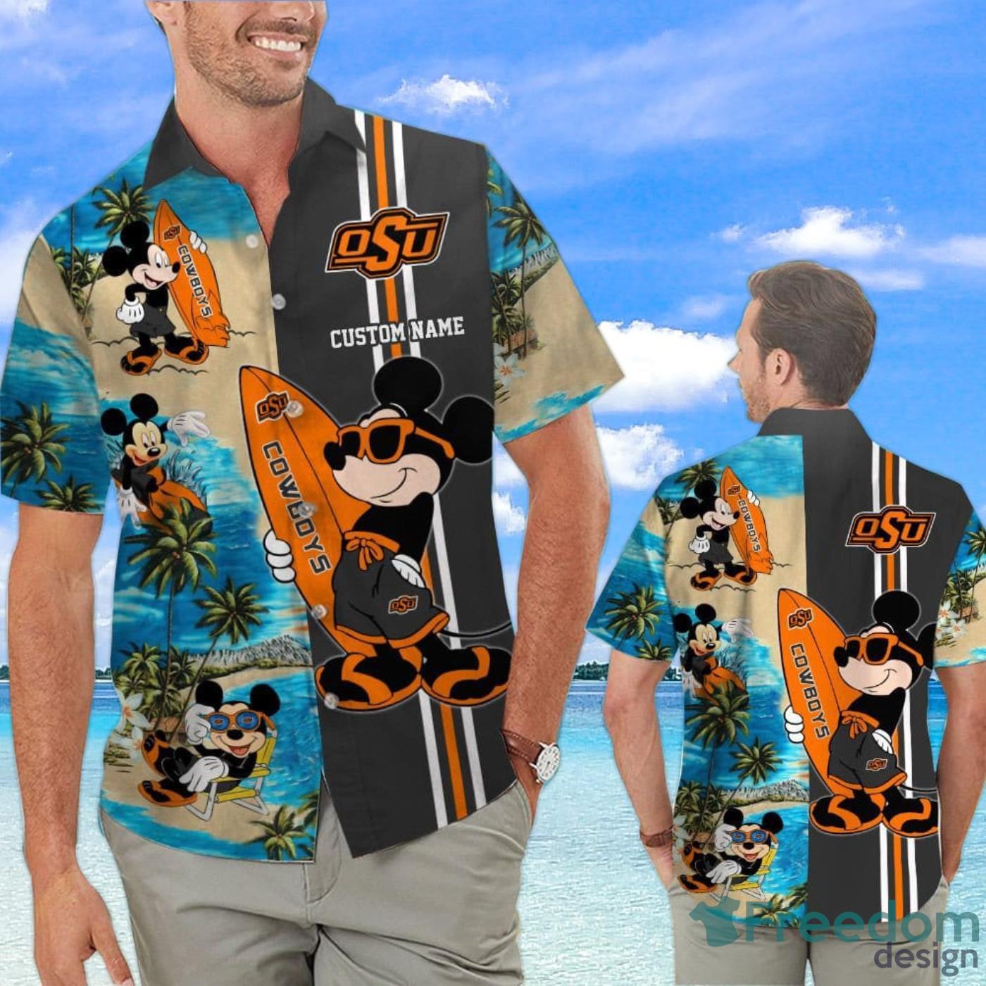 Custom Name Oklahoma State Cowboys With Flamingo Parrot