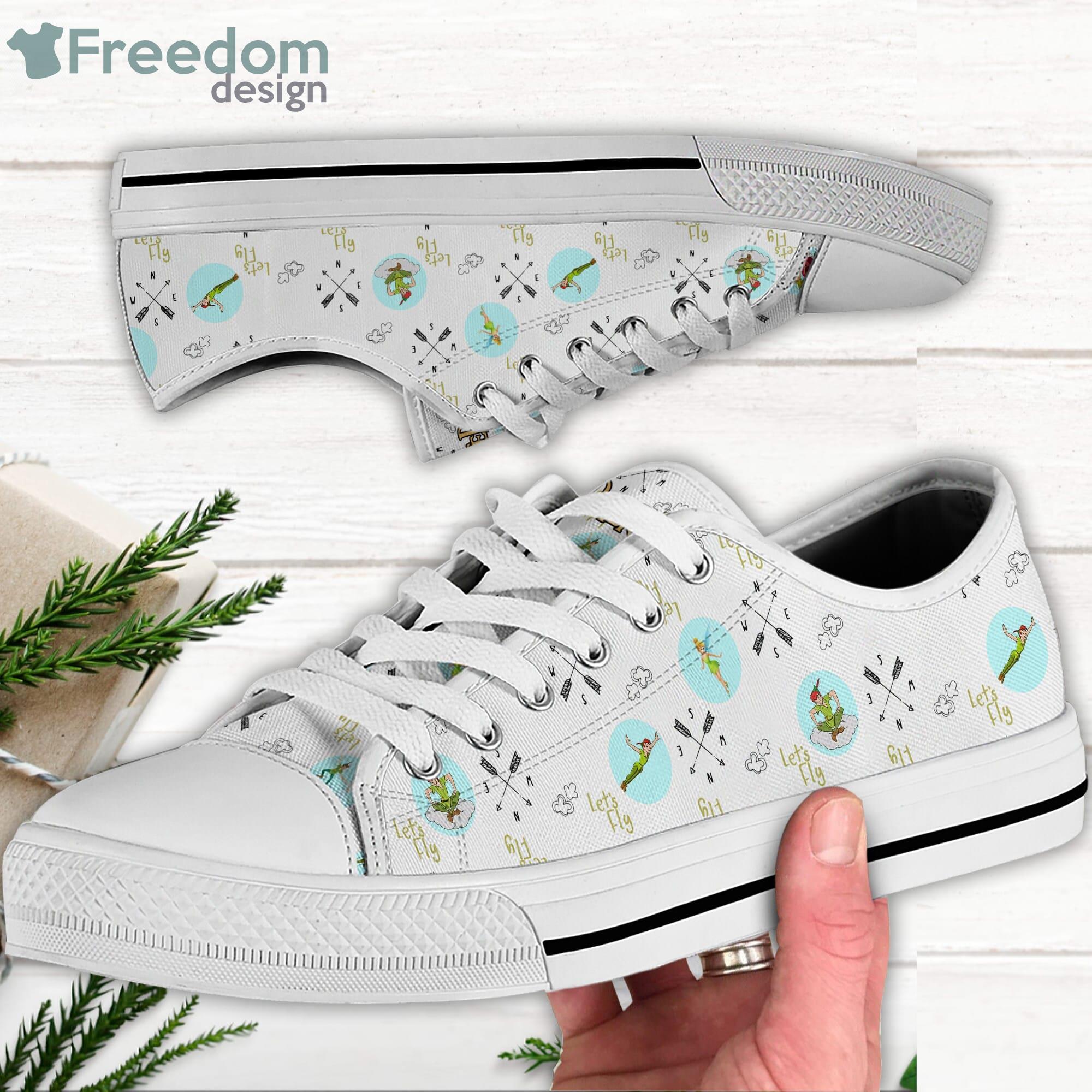 Perter Pan Flying White Disney Cartoon Sneakers Low Top Canvas Shoes Product Photo 1