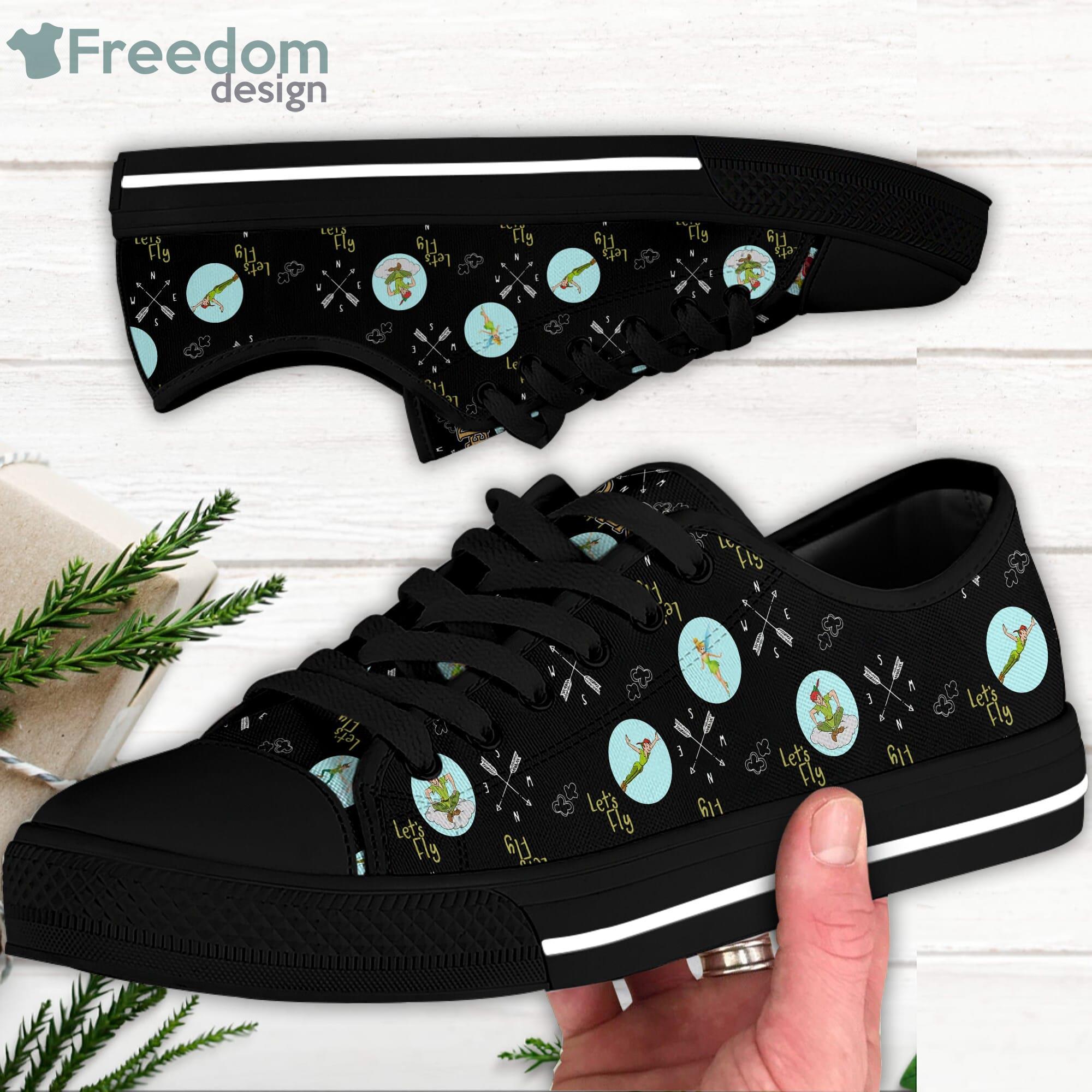 Peter Pan Lets Fly Patterns Green Disney Cartoon Sneakers Low Top Canvas Shoes Product Photo 2