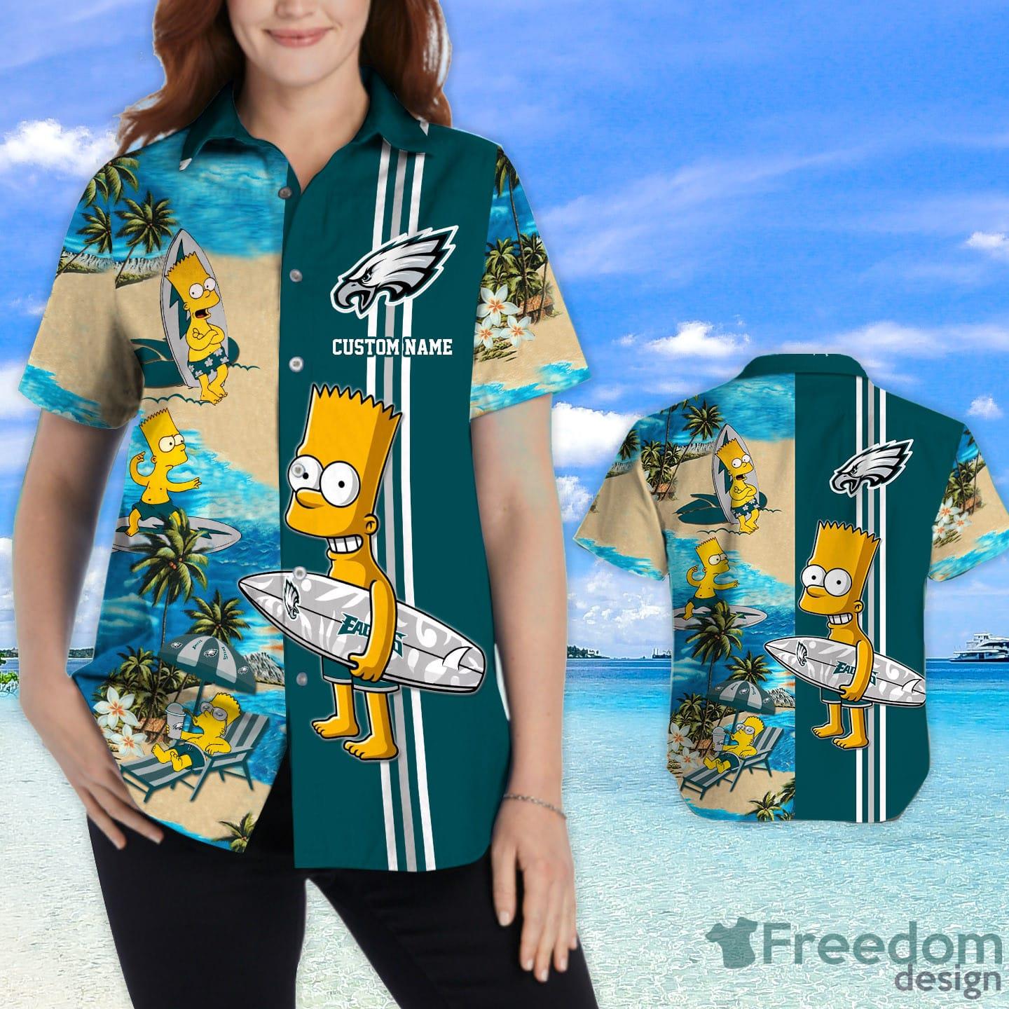 Philadelphia Eagles Simpsons Custom Name Hawaiian Shirt - Freedomdesign