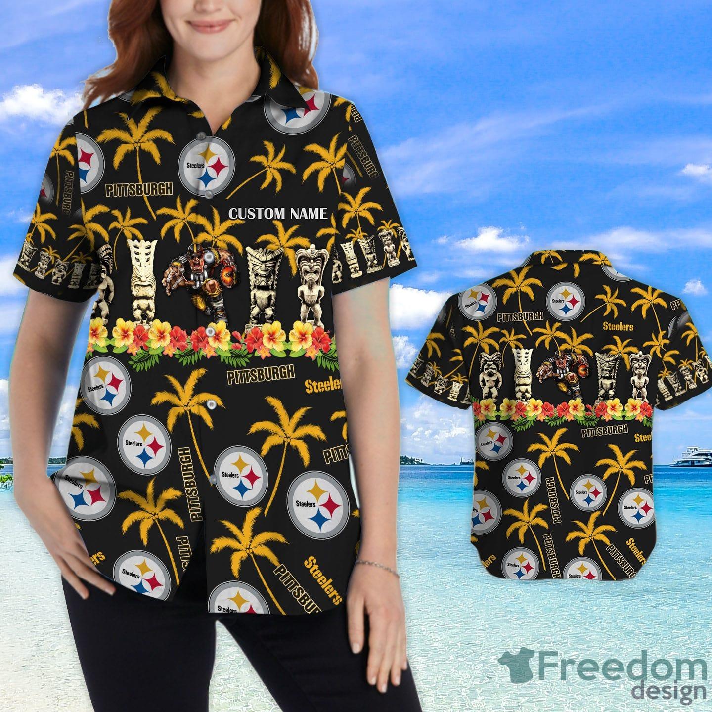 Pittsburgh Steelers Custom Name Hawaiian Shirt image Pittsburgh Steelers Custom Name Hawaiian Shirt Product Photo 2