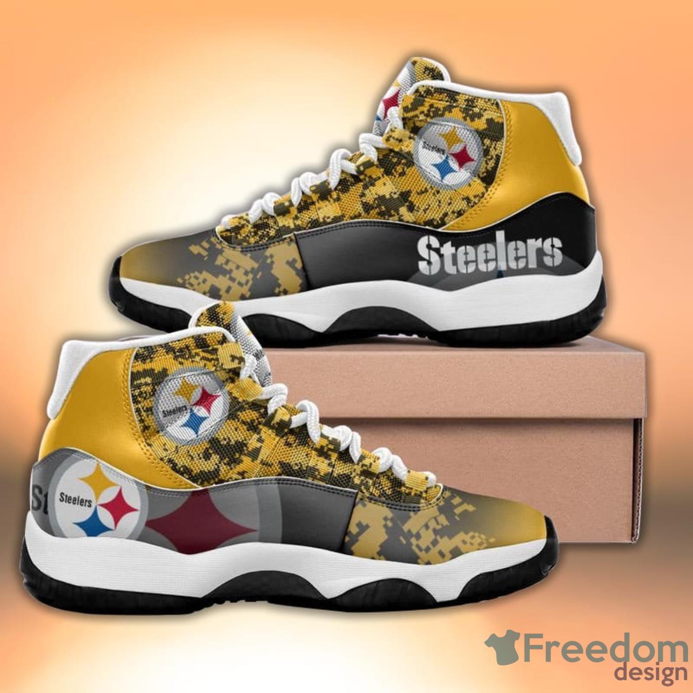 Pittsburgh Steelers Camo Pattern Air Jordan 13 Shoes For Fans