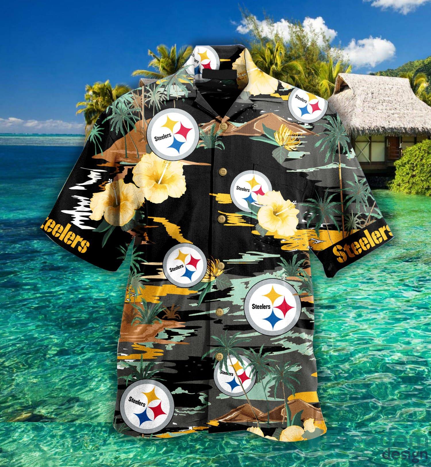 Pittsburgh Steelers Custom Name NFL Floral Hawaiian Shirt And