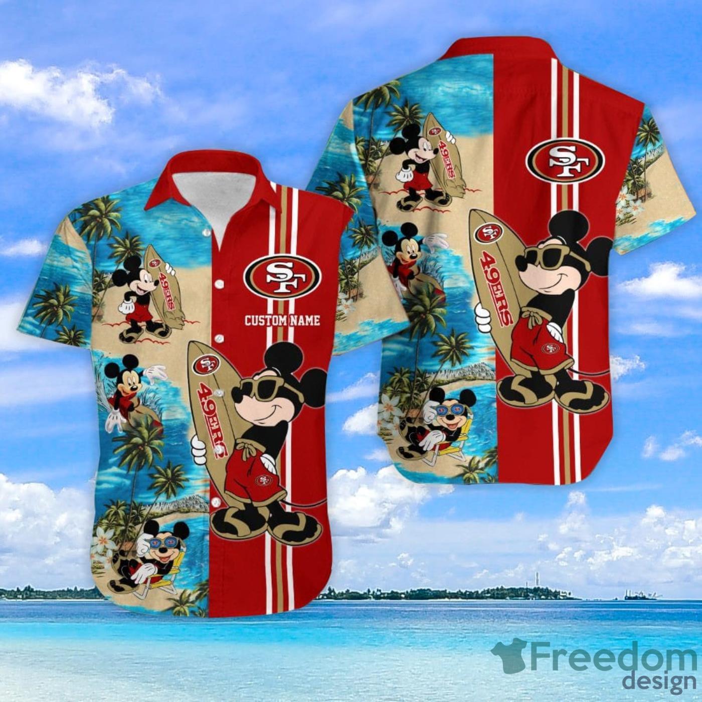 49ers Hawaiian Shirt Mickey Surfing San Francisco 49ers Gift