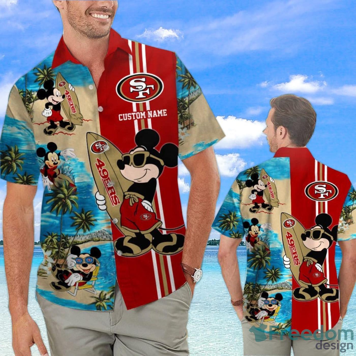 49ers Hawaiian Shirt Mickey Surfing San Francisco 49ers Gift - Personalized  Gifts: Family, Sports, Occasions, Trending