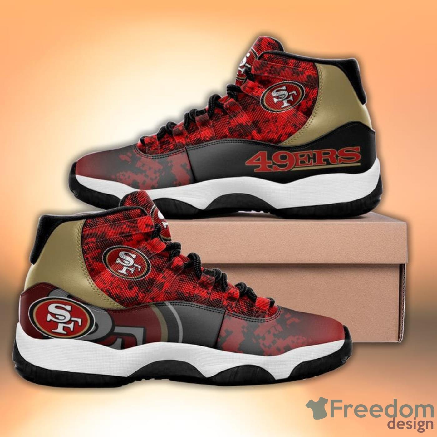 San Francisco 49ers Camo Style Air Jordan 13 Shoes For Fans