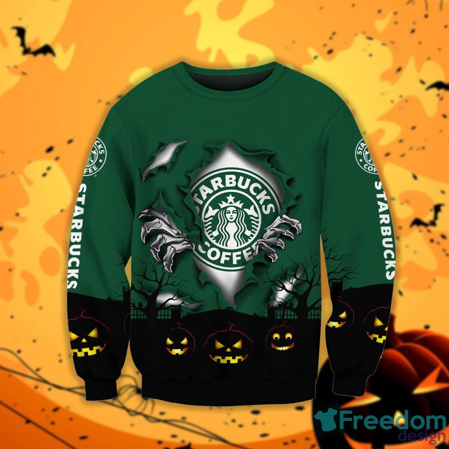 Starbucks Scary Night Halloween Gift Sweatshirt Product Photo 1