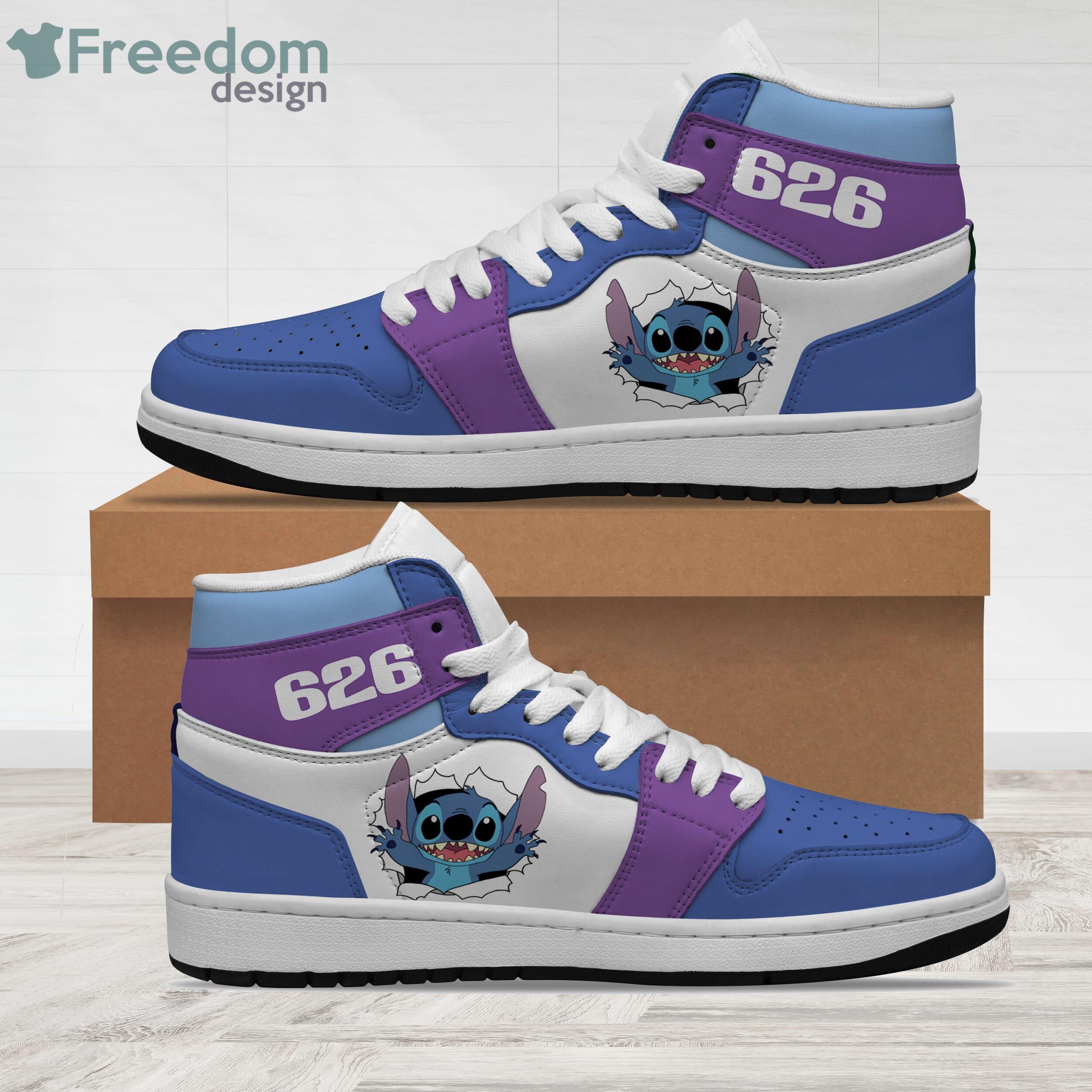 Stitch 626 Blue Purple Disney Air Jordan High Top Sneakers Boots Product Photo 3 Stitch 626 Blue Purple Disney Air Jordan High Top Sneakers Boots