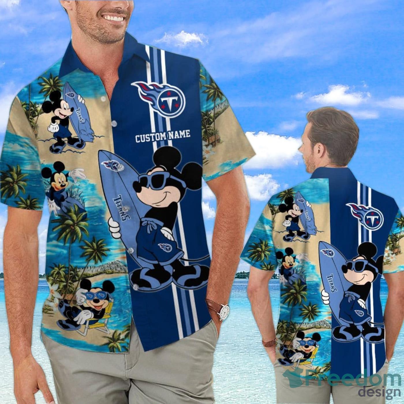 Tennessee Titans Mickey Surfing Lover Custom Name Hawaiian Shirt -  Freedomdesign