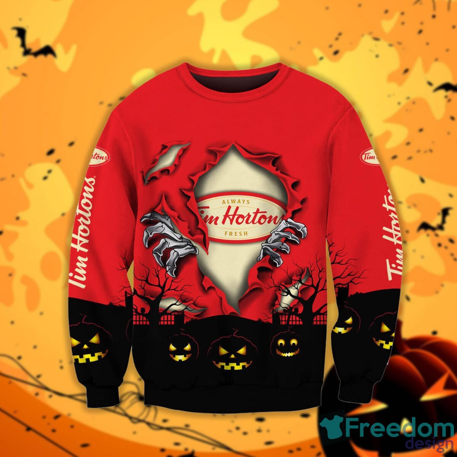 Tim Hortons Scary Night Halloween Gift Sweatshirt Product Photo 1