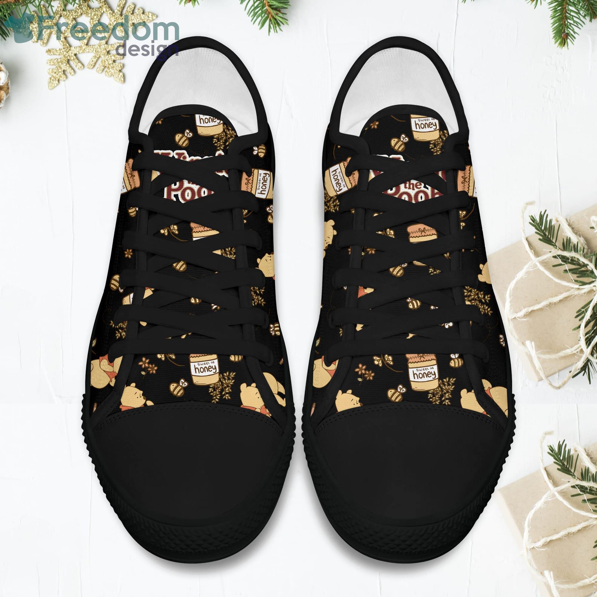 Winne Pooh and Bees Honey Jar Yellow Disney Cartoon Sneakers Low Top Canvas Shoes Product Photo 2