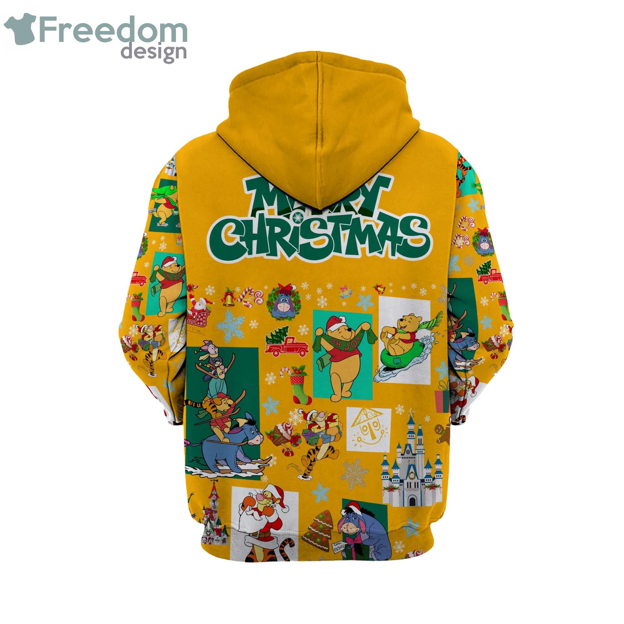 Winnie The Pooh Christmas Disney Cartoon Yellow Hoodie Zip Hoodie Product Photo 2