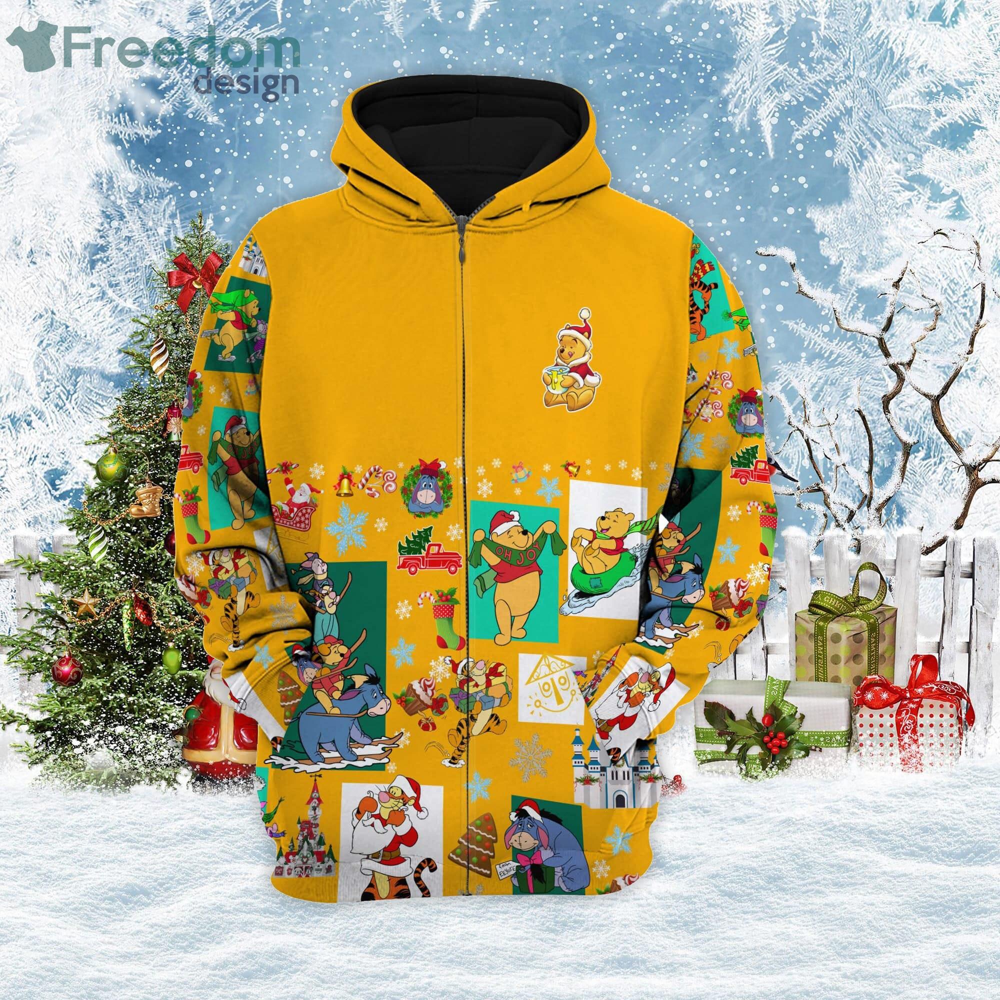 Winnie The Pooh Christmas Disney Cartoon Yellow Hoodie Zip Hoodie Product Photo 4 Winnie The Pooh Christmas Disney Cartoon Yellow Hoodie Zip Hoodie Product Photo 4