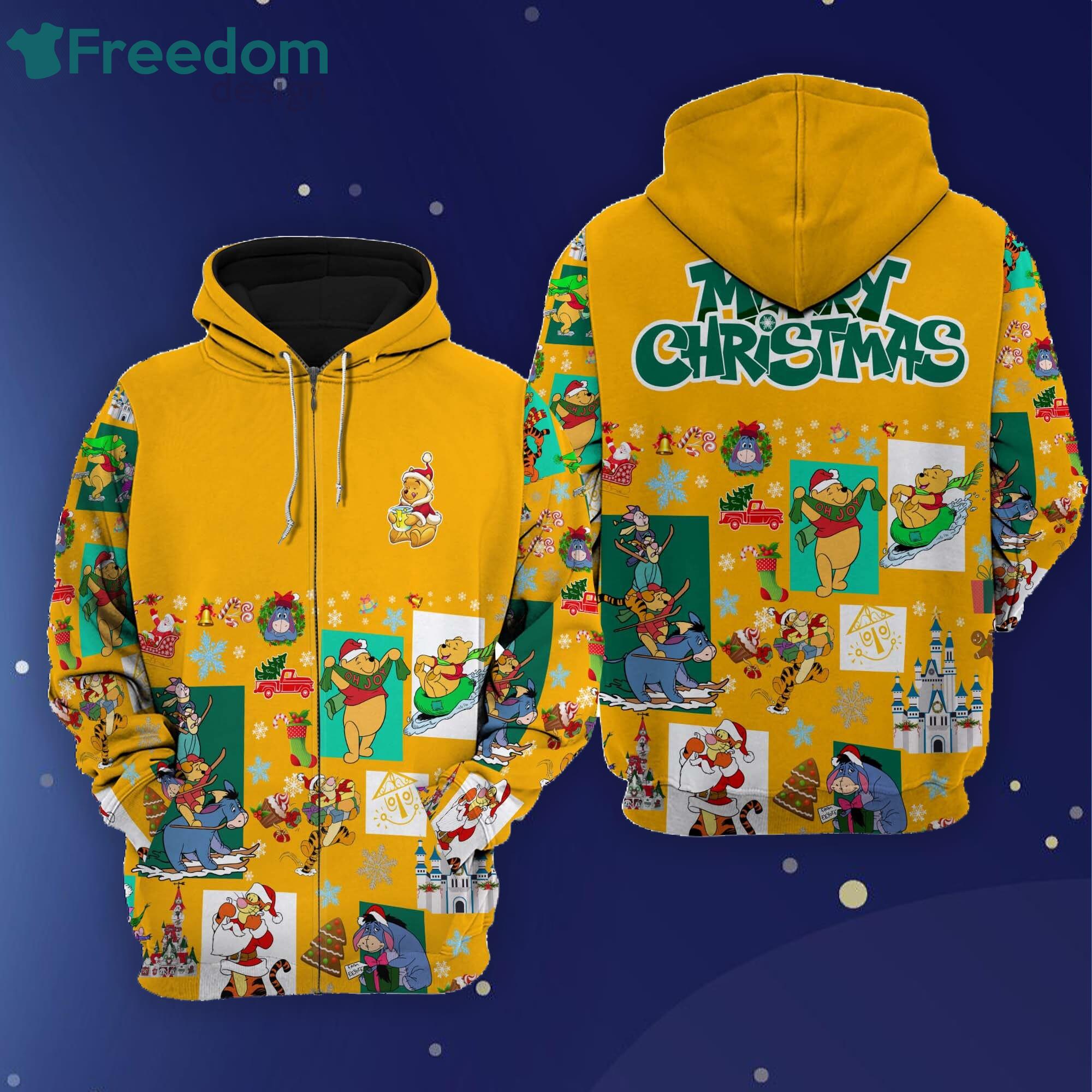 Winnie The Pooh Christmas Disney Cartoon Yellow Hoodie Zip Hoodie Product Photo 1