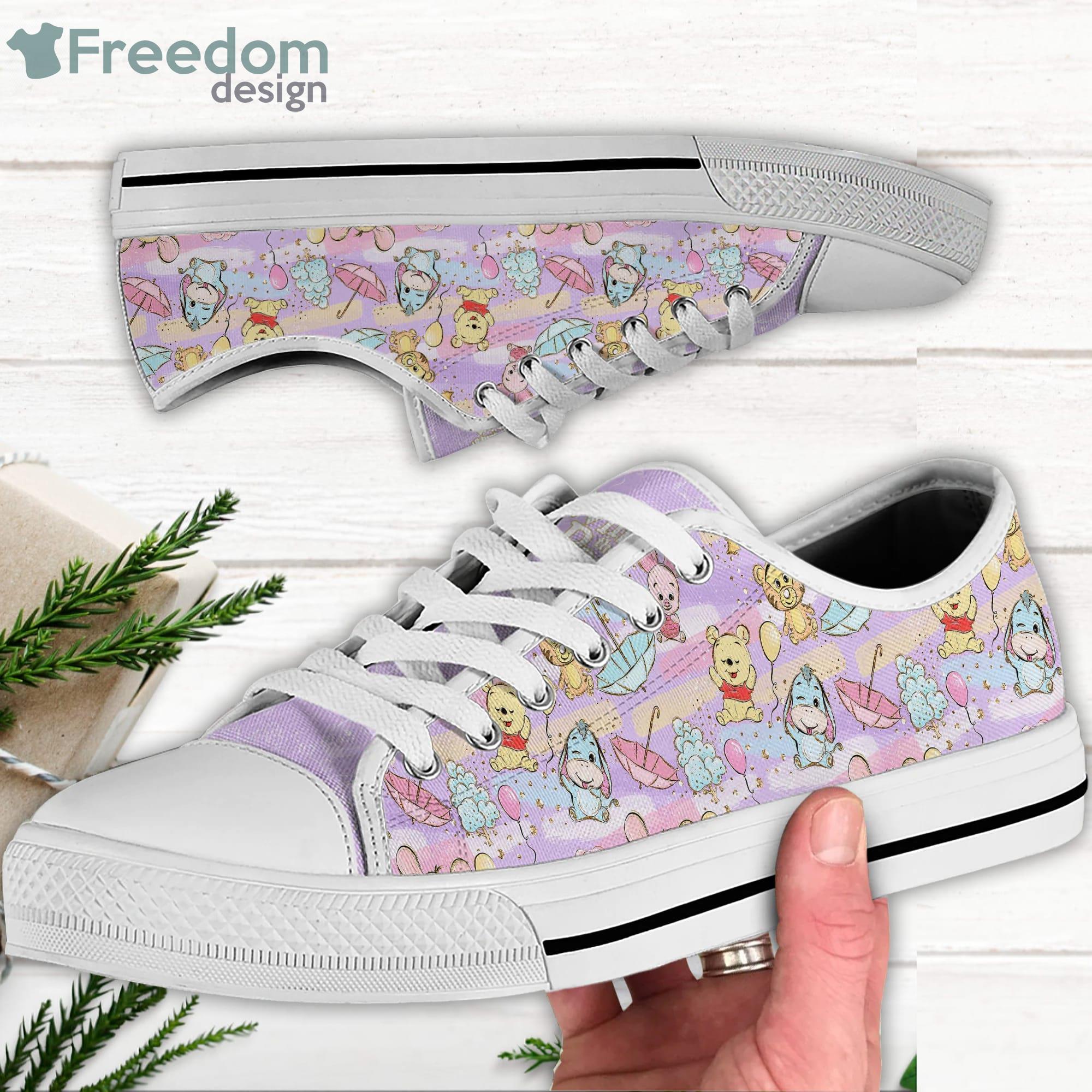 Winnie the Pooh Lovely Painting Pastel Disney Cartoon Sneakers Low Top Canvas Shoes Product Photo 1