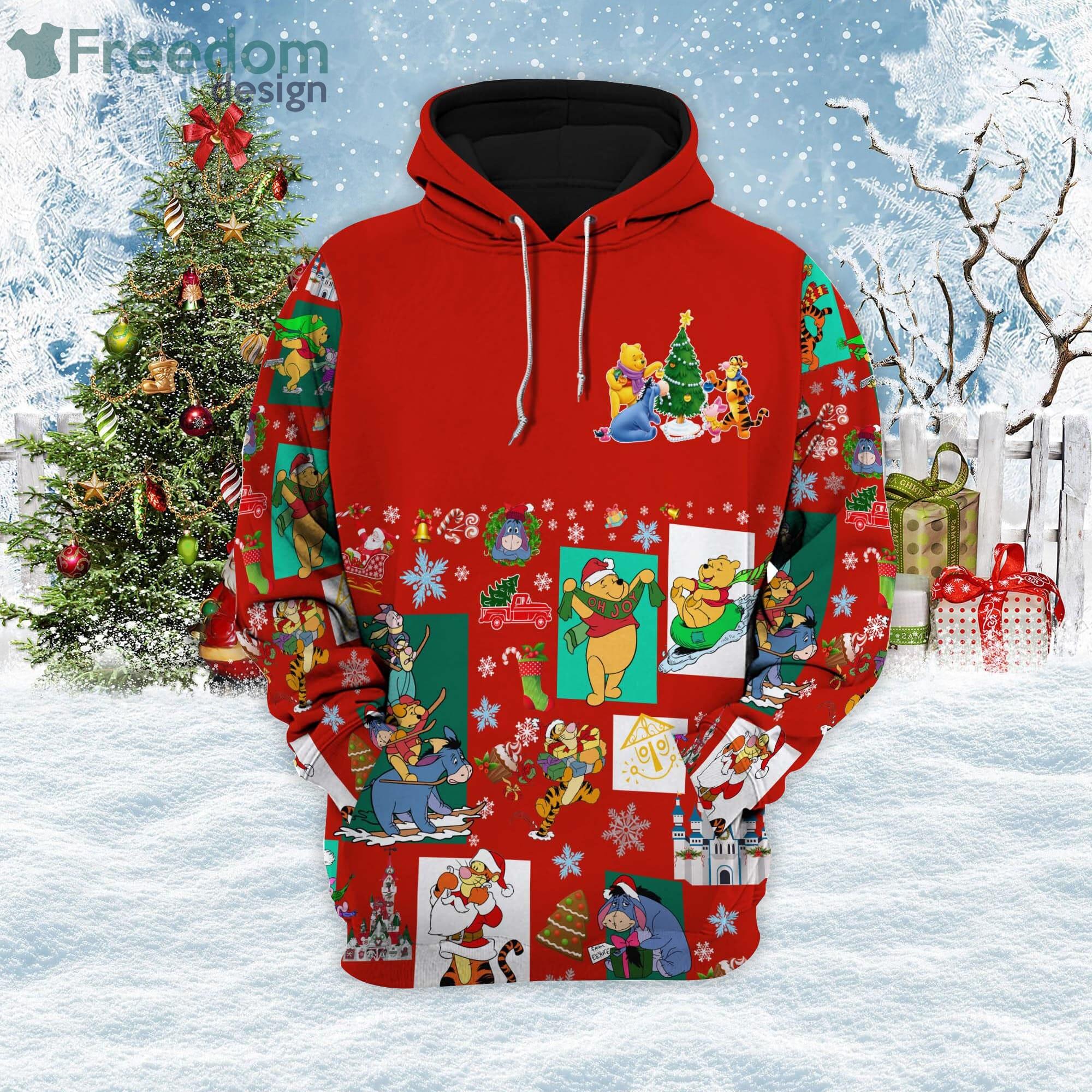 Winnie The Pooh Red Christmas Disney Cartoon Hoodie Zip Hoodie Product Photo 2