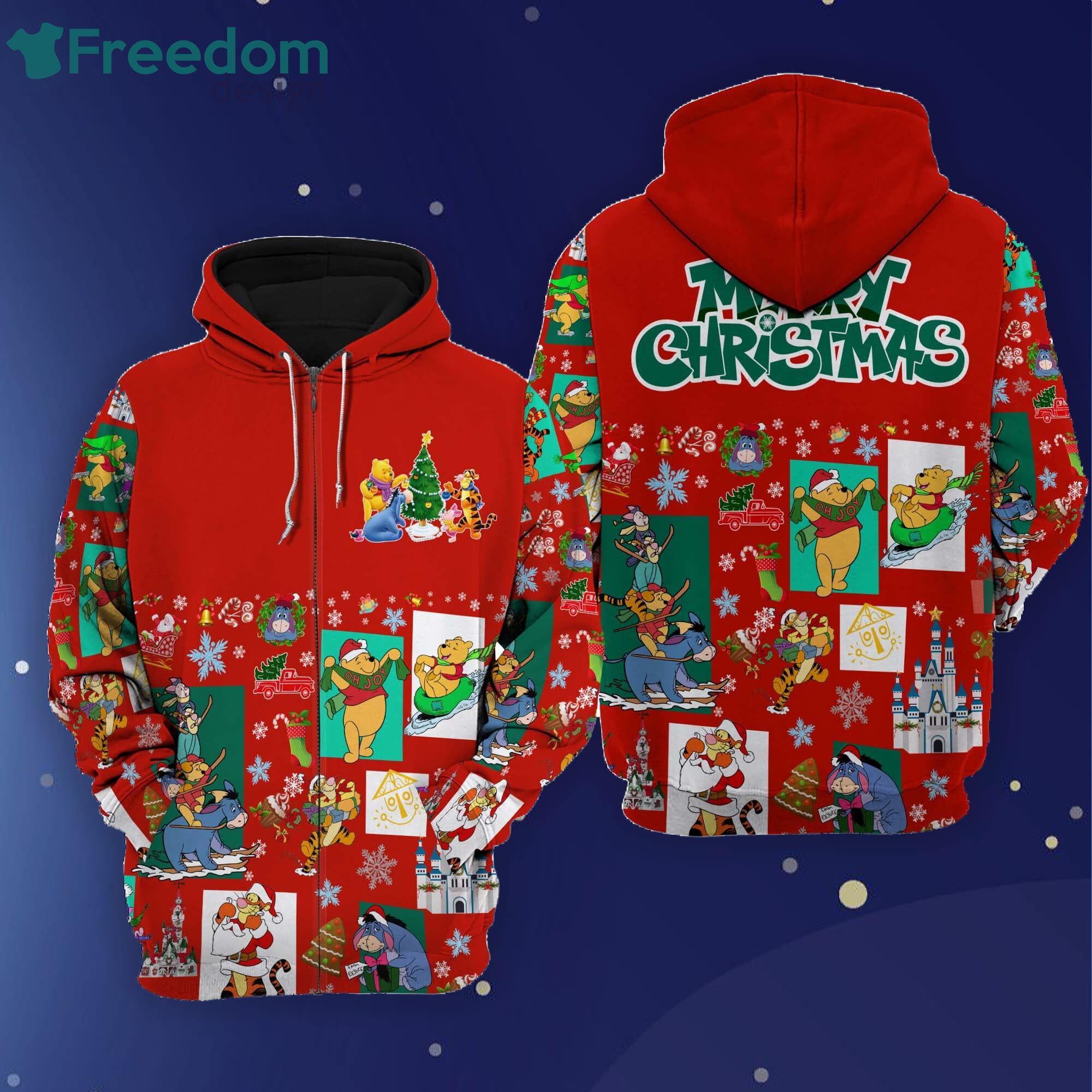 Winnie The Pooh Red Christmas Disney Cartoon Hoodie Zip Hoodie Product Photo 1