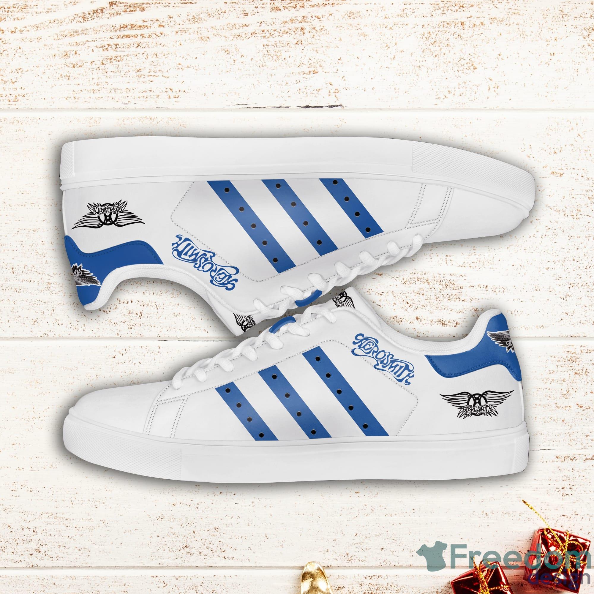Aerosmith Blue Striped Stan Smith Low Top Skate Shoes Product Photo 1