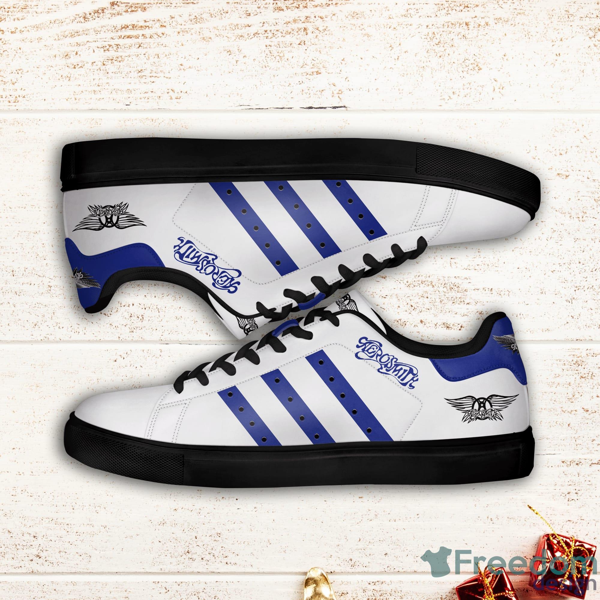 Aerosmith Blue Striped Stan Smith White Low Top Skate Shoes Product Photo 2