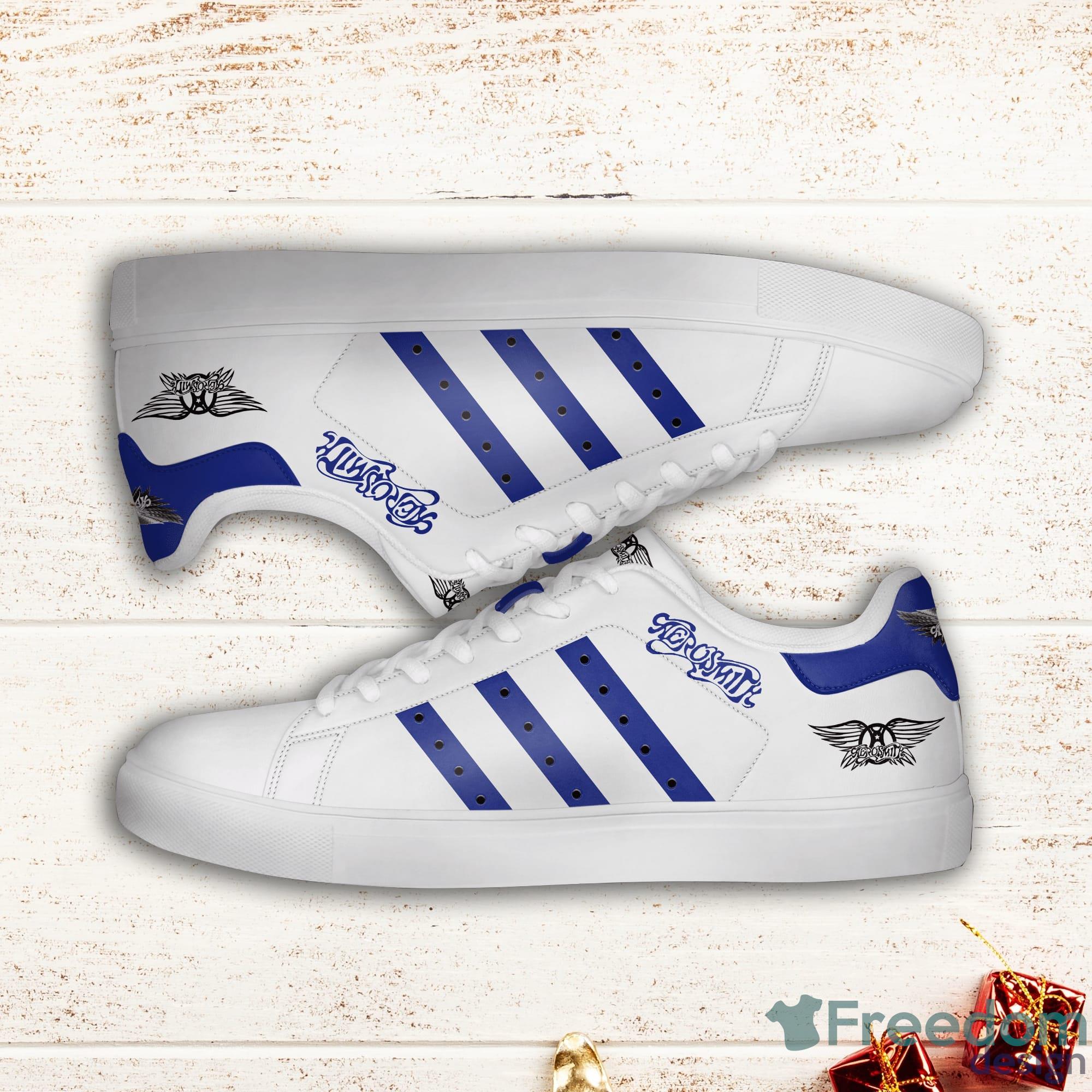 Aerosmith Blue Striped Stan Smith White Low Top Skate Shoes Product Photo 1