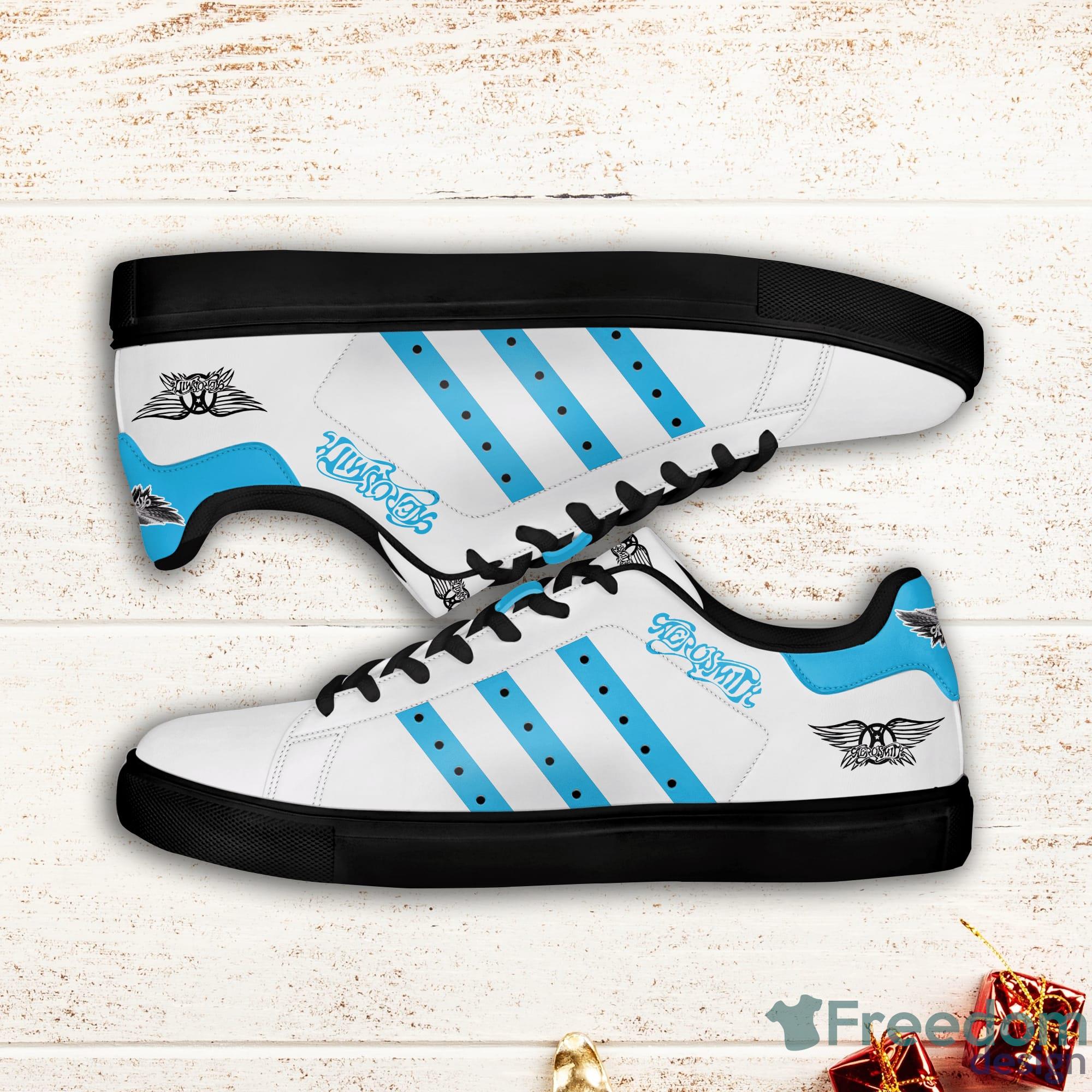 Aerosmith Light Blue Striped Stan Smith White Low Top Skate Shoes Product Photo 2