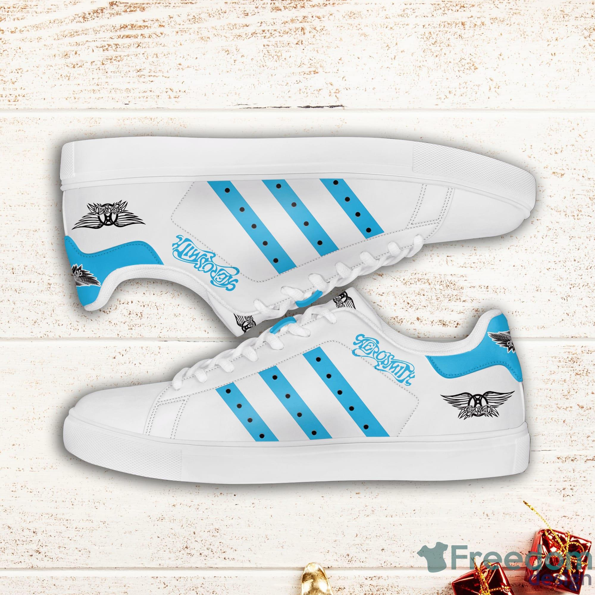 Aerosmith Light Blue Striped Stan Smith White Low Top Skate Shoes Product Photo 1