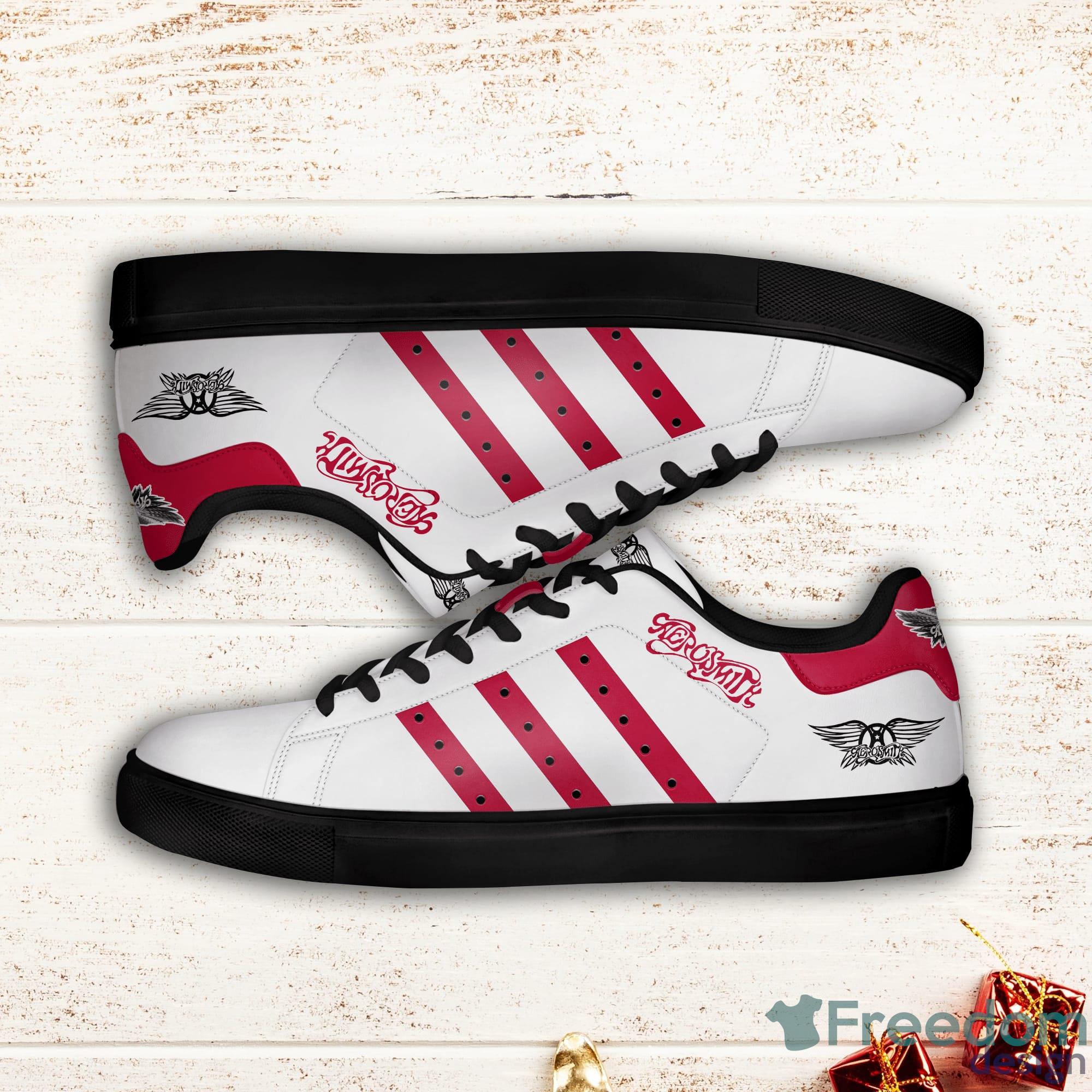 Aerosmith Pink Striped Stan Smith White Low Top Skate Shoes Product Photo 2