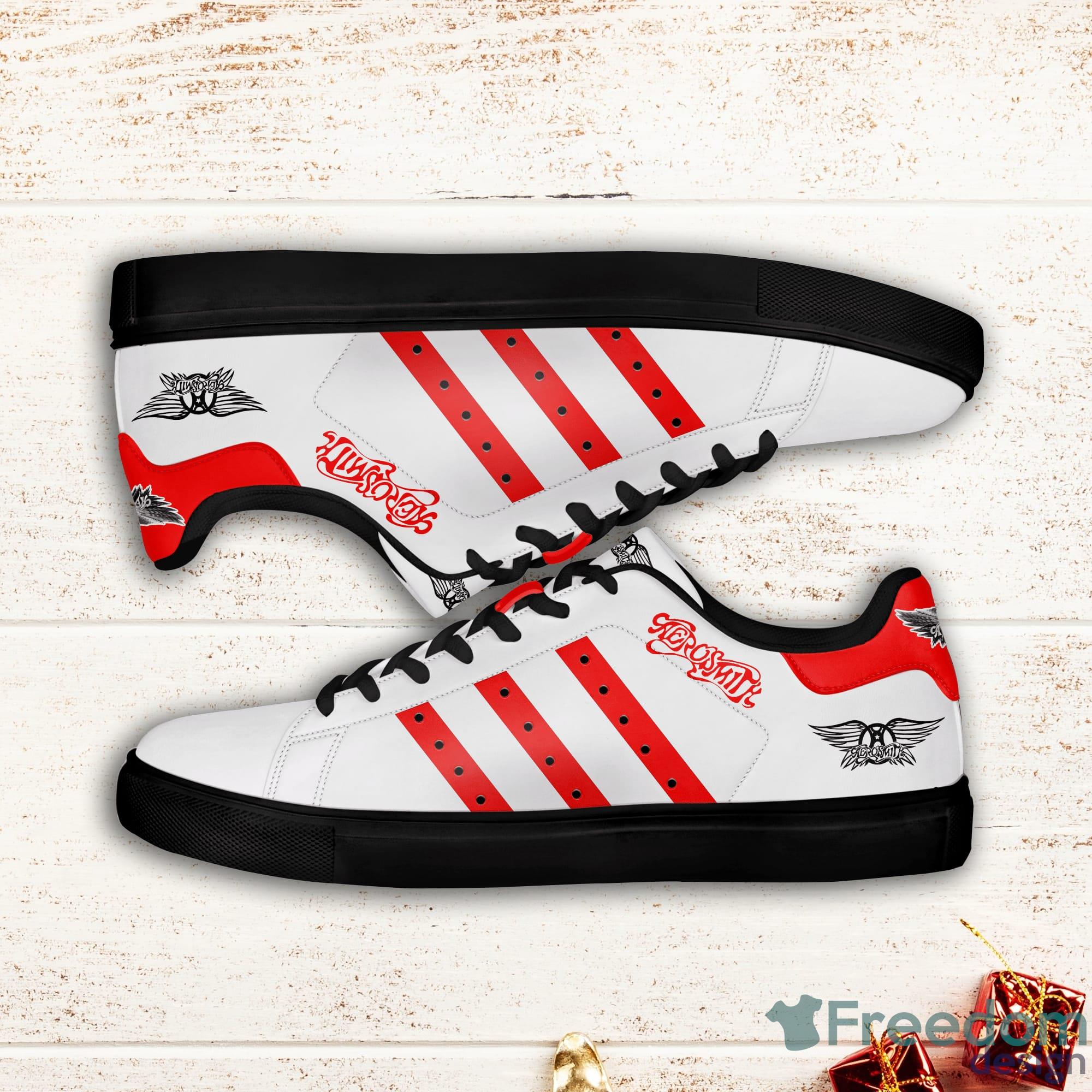 Aerosmith Red Striped Stan Smith White Low Top Skate Shoes Product Photo 2