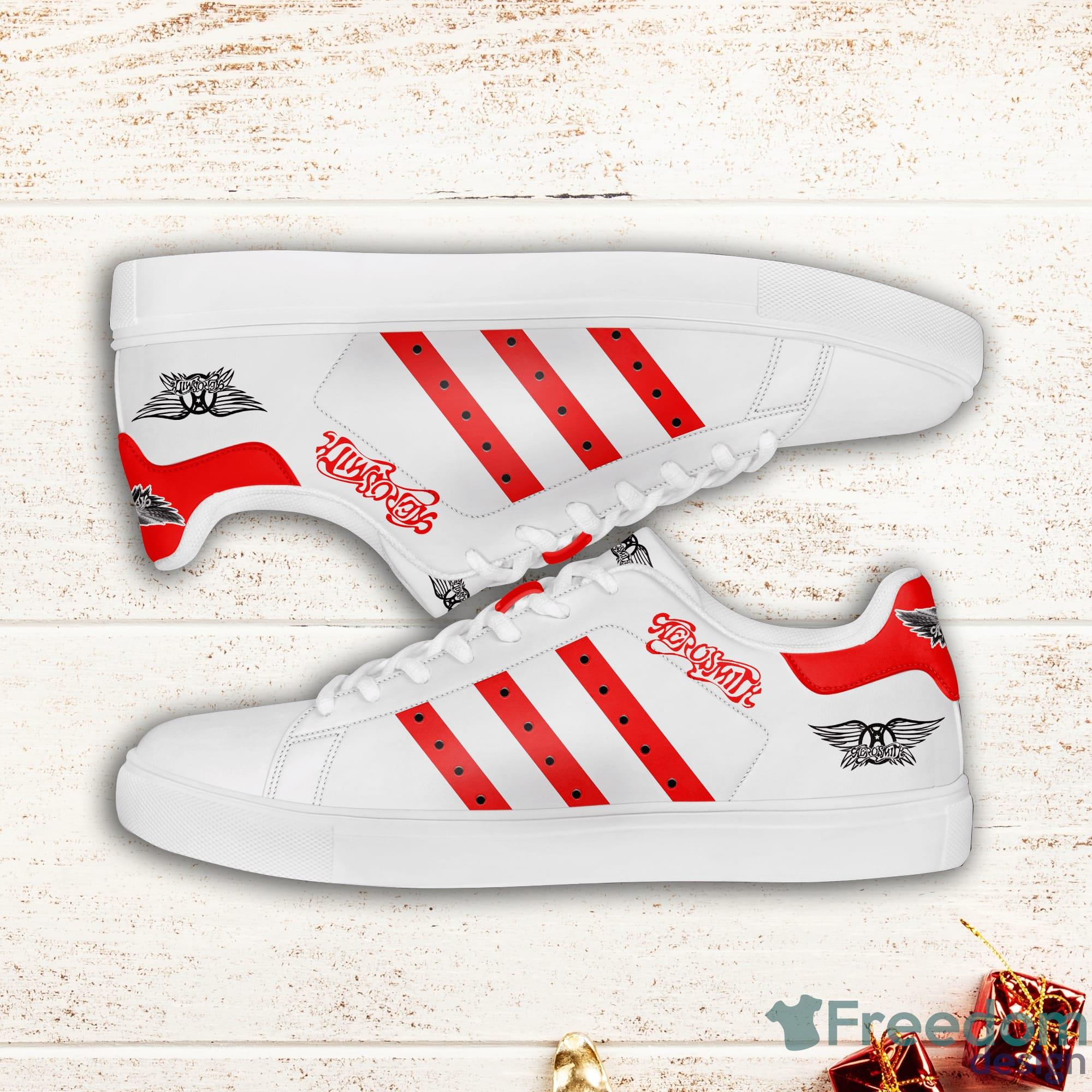 Aerosmith Red Striped Stan Smith White Low Top Skate Shoes Product Photo 1